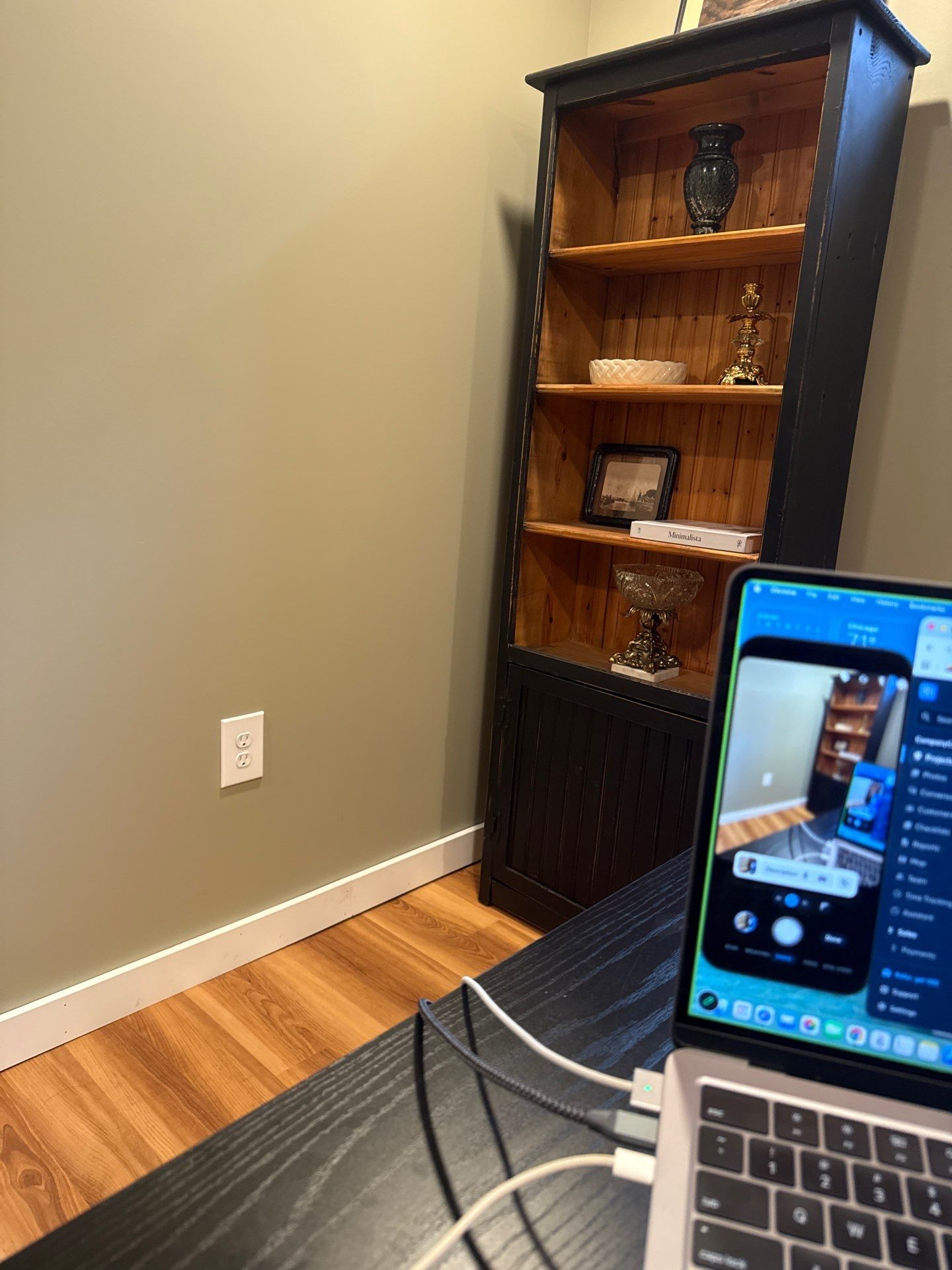 Lincoln Home Office Renovation with Sage Walls and Wood-Look Flooring by CompanyCam Sales Demo