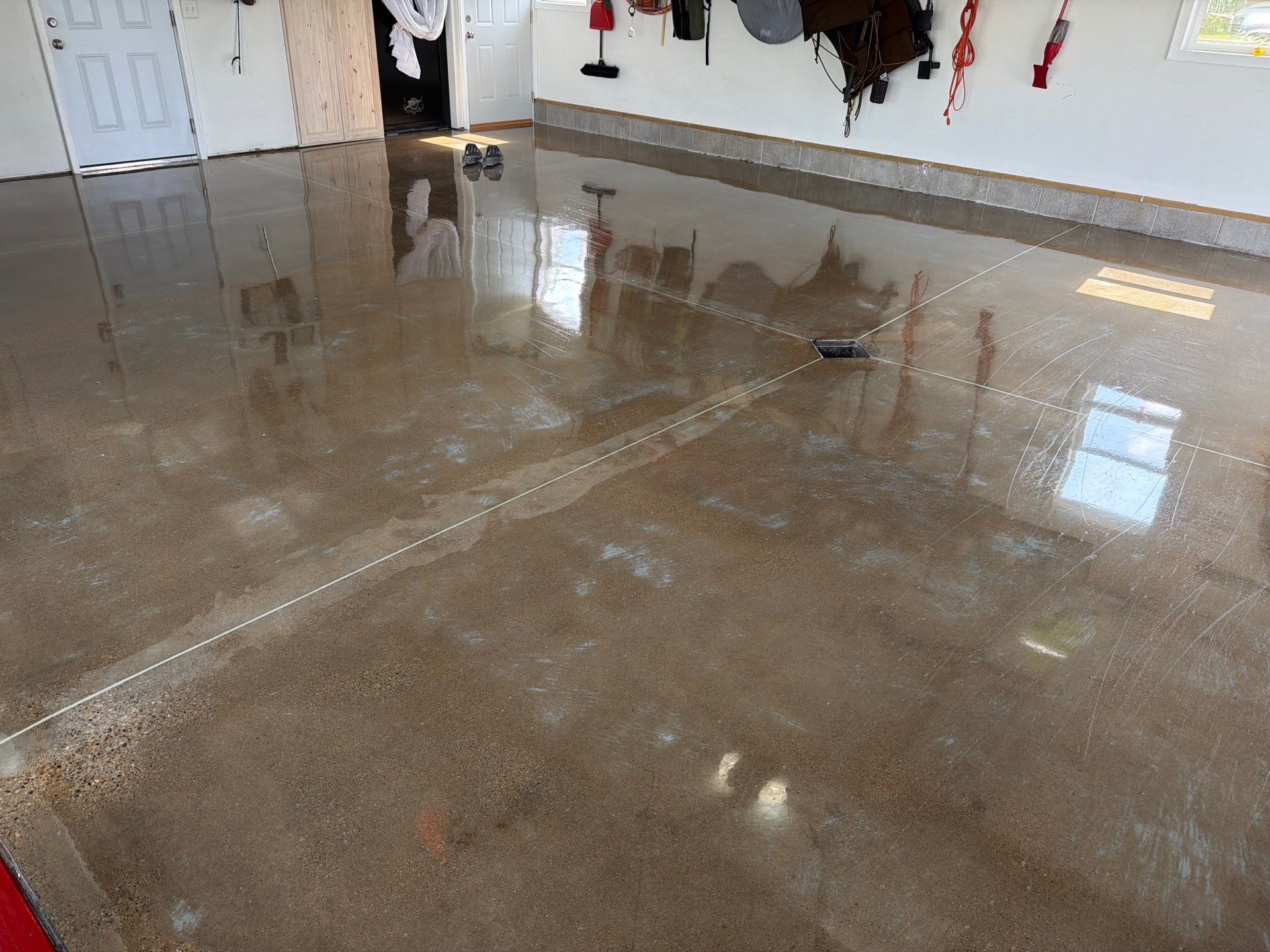 Custom Metallic Epoxy Floor and Polished Countertop Installation in Mears by Gordon Painting