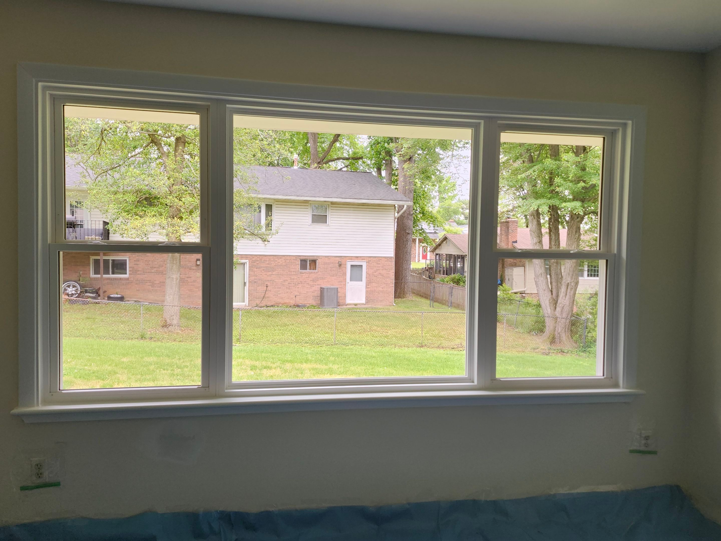 Bow window replacement with flat window by Window Depot of Annapolis