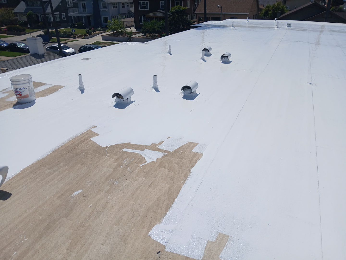 New Drainage and Silicone Membrane Installation using American Standard Coatings Silicone-S by Hull Brothers Roofing