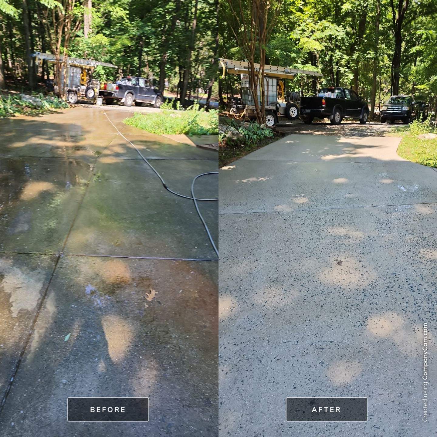 Driveway Clean using cleaner by Power Wash Masters LLC