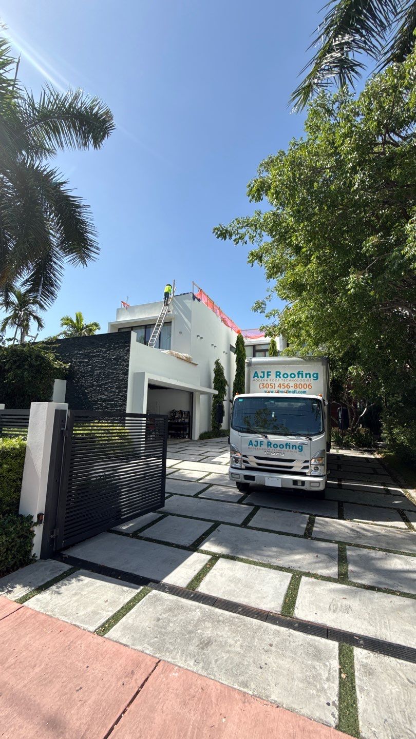 TPO Flat Roof Installation for a Modern Miami Beach Residence by AJF ROOFING INC
