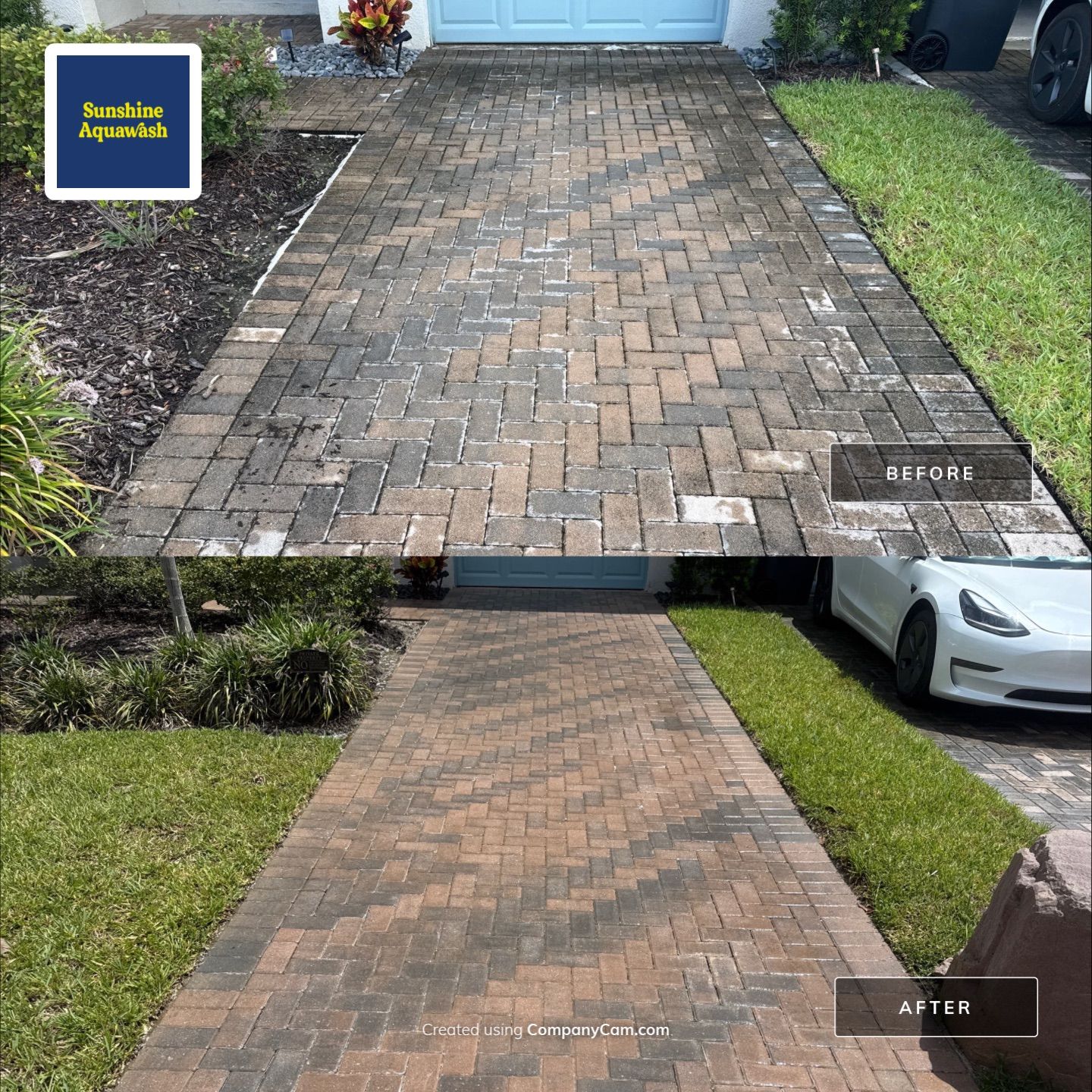 Paver Driveway & Sidewalk Cleaning in Trevesta β Palmetto, FL by Sunshine AquaWash