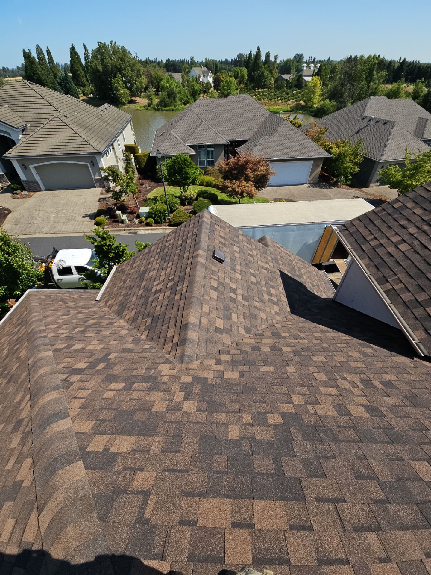 Residential Roofing Installation using IKO Dynasty (Color: Shadow Brown) by Orezona Building & Roofing Company, Inc.
