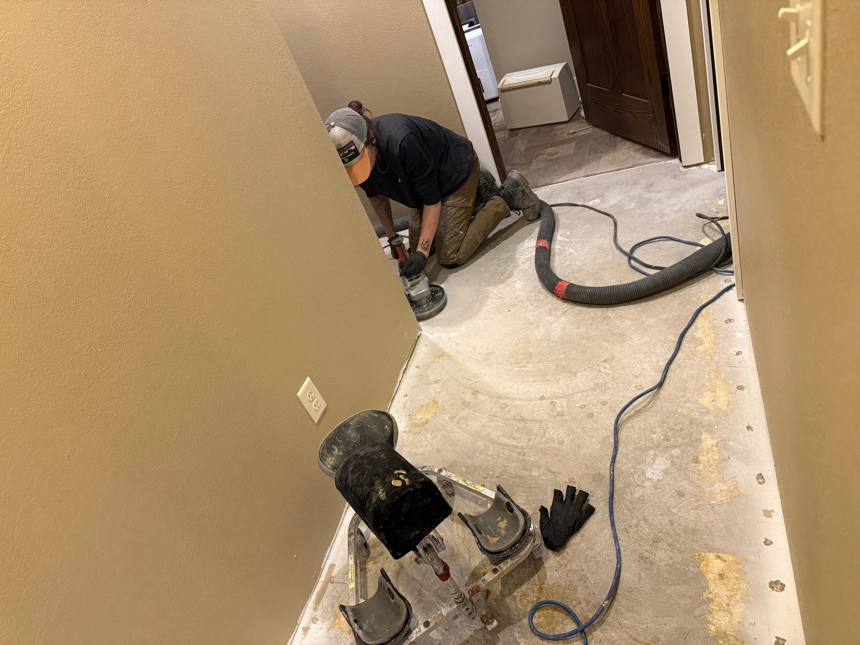 Decorative Flake Concrete Floor Coating for Larchwood Basement by Select Painting, Coatings & Garage Cabinets