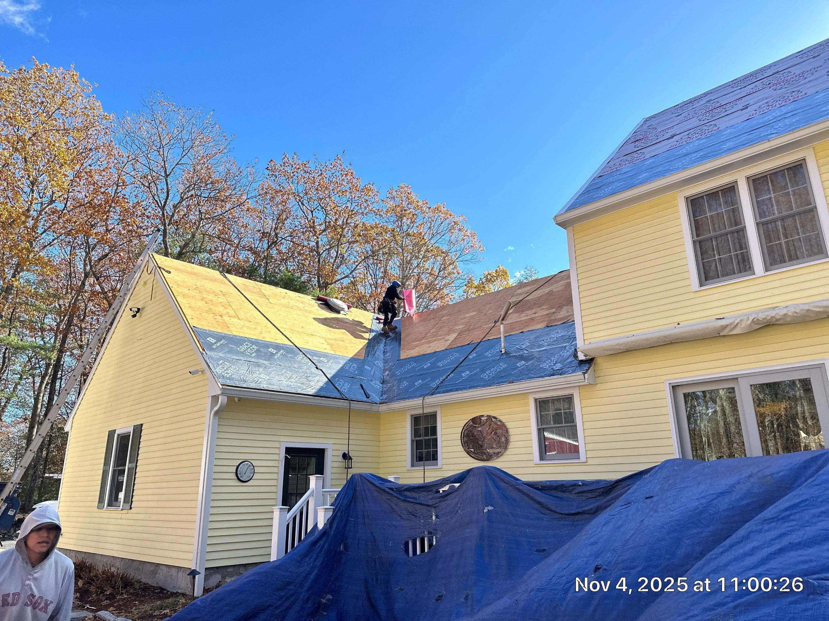 Chelmsford Premium Roof: Onyx Black Shingles with Standing Seam Metal Porch by Mighty Dog Roofing of Greater Middlesex County