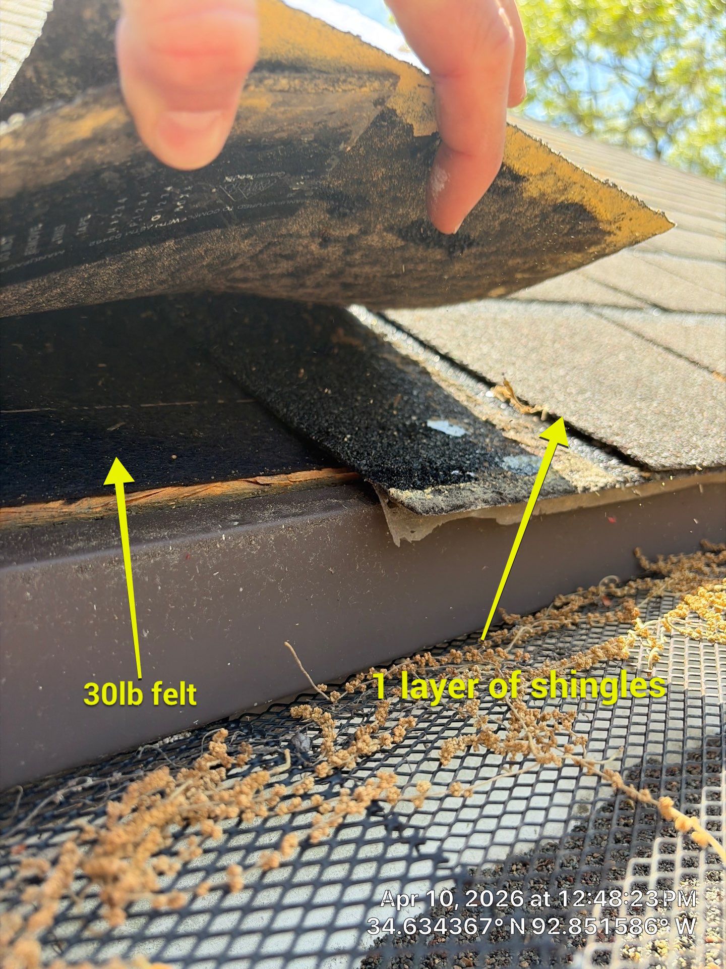 Shingle Roof Damage Assessment in Hot Springs Village by Temple Roofing and Exteriors