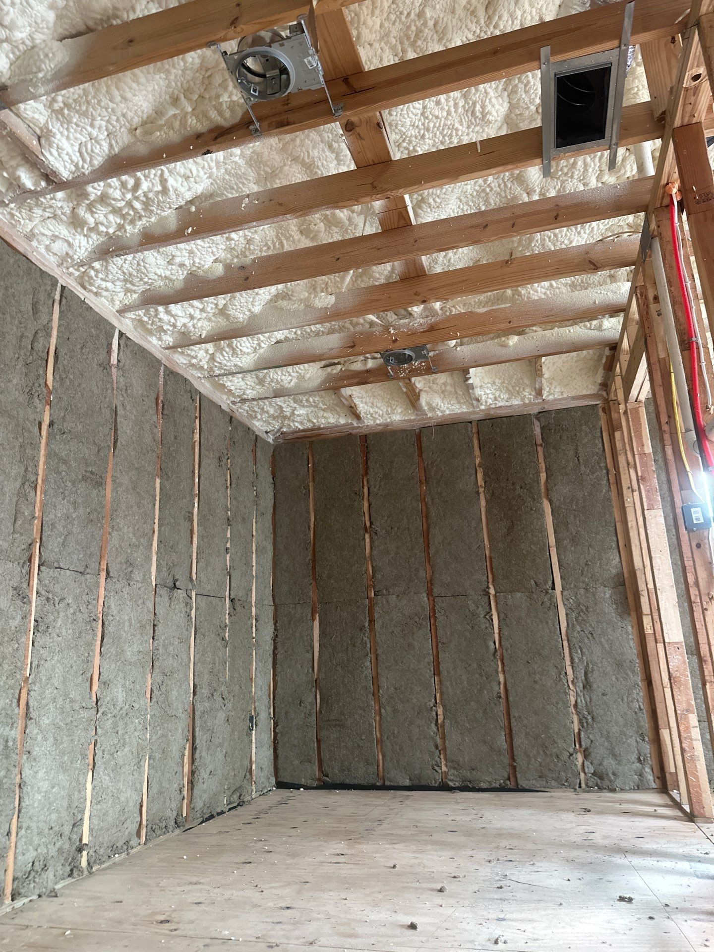 Open cell spray foam & rockwool job completed in Dallas TX by Apex Insulation Solutions