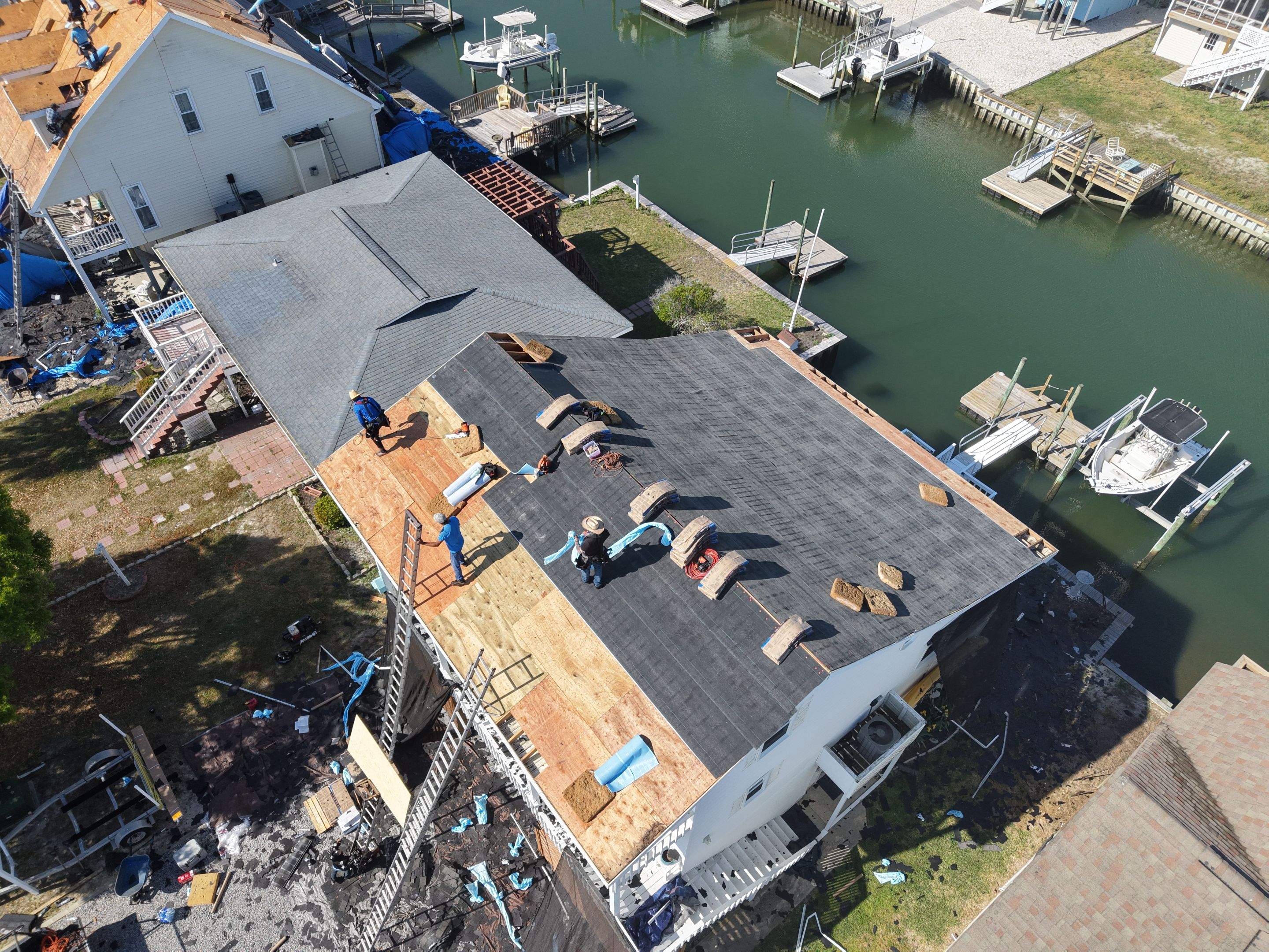 Holden Beach Waterfront FORTIFIED Roof Replacement with Weathered Wood Shingles by RGR Construction and Roofing, LLC