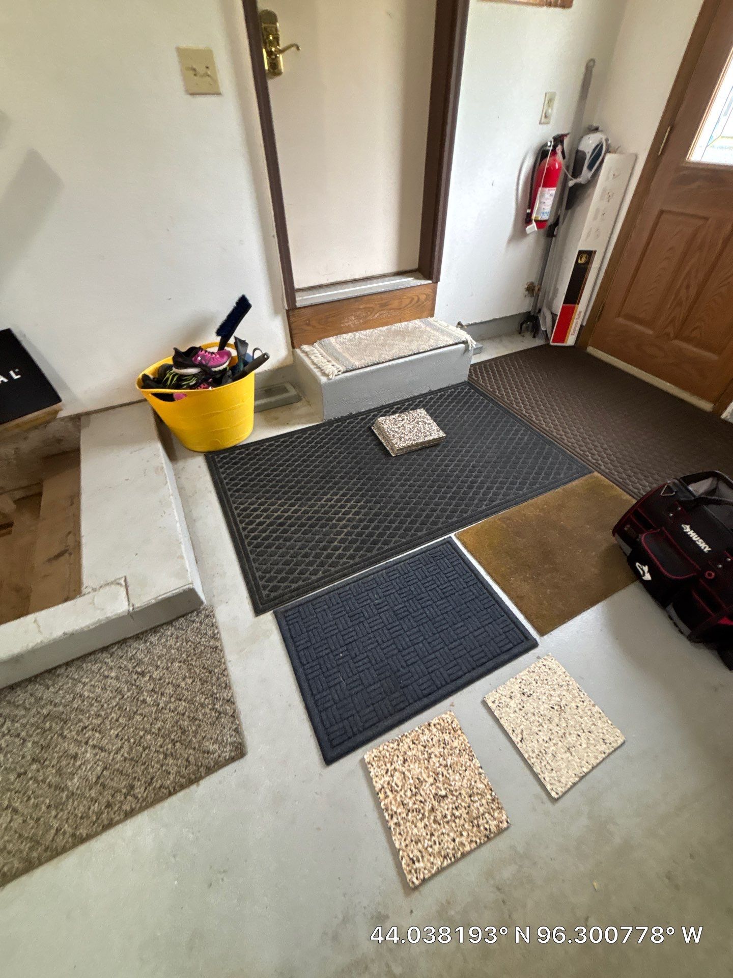 Custom Polyaspartic Garage Floor and Stairwell Coating in Pipestone by Select Painting, Coatings & Garage Cabinets