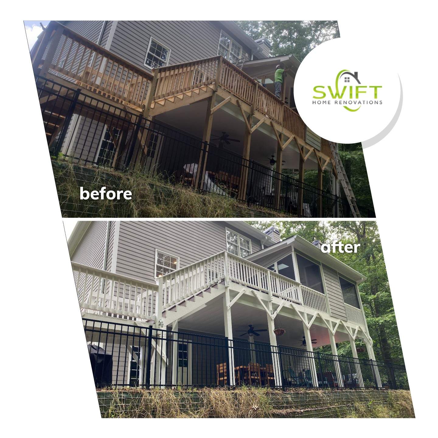 Exterior Painting and Screened Porch Refresh in Mableton, Georgia by Swift Home Renovations