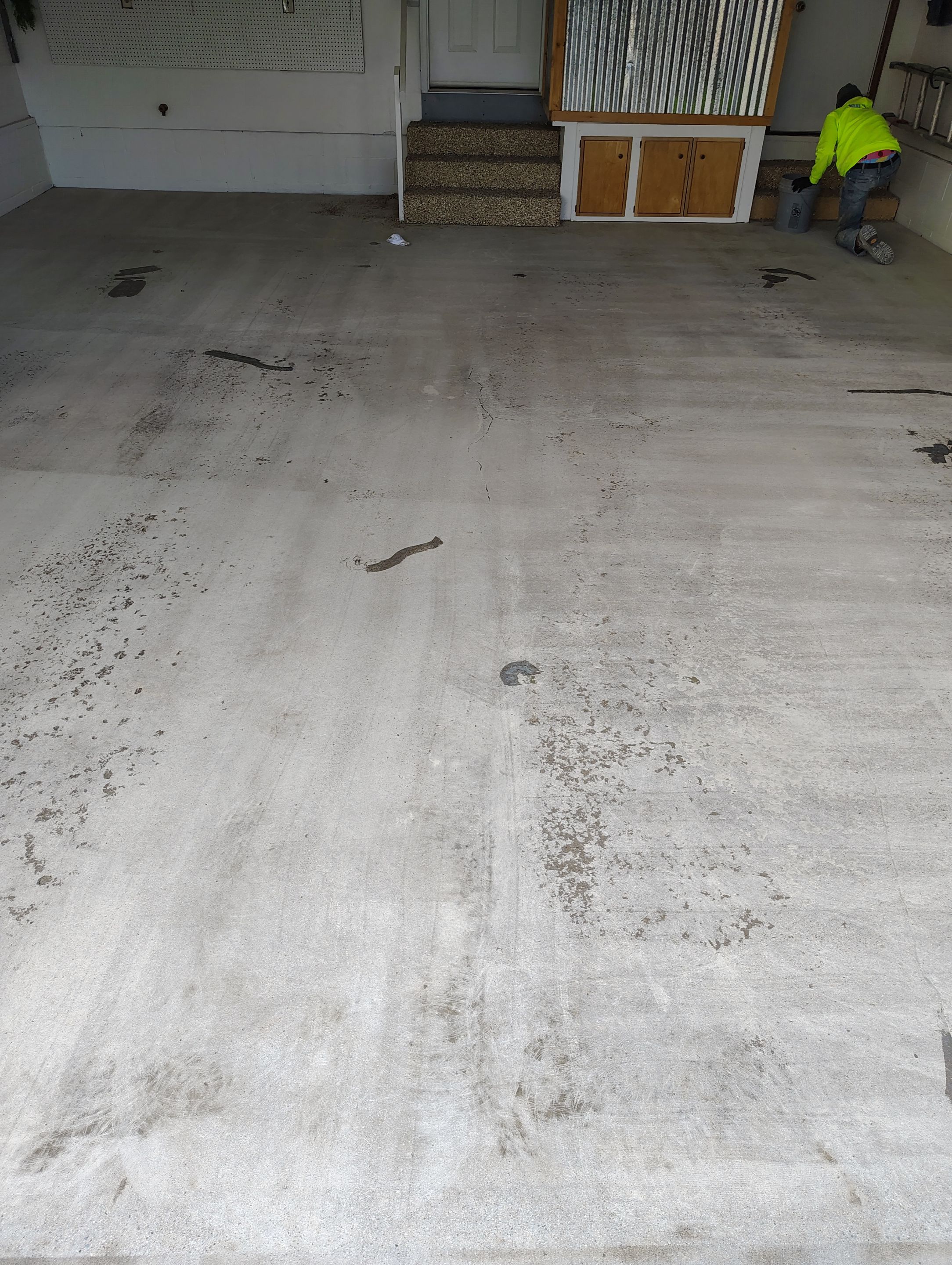 Multi-Colored Flake Epoxy Garage Floor Coating and Crack Repair by Select Painting, Coatings & Garage Cabinets