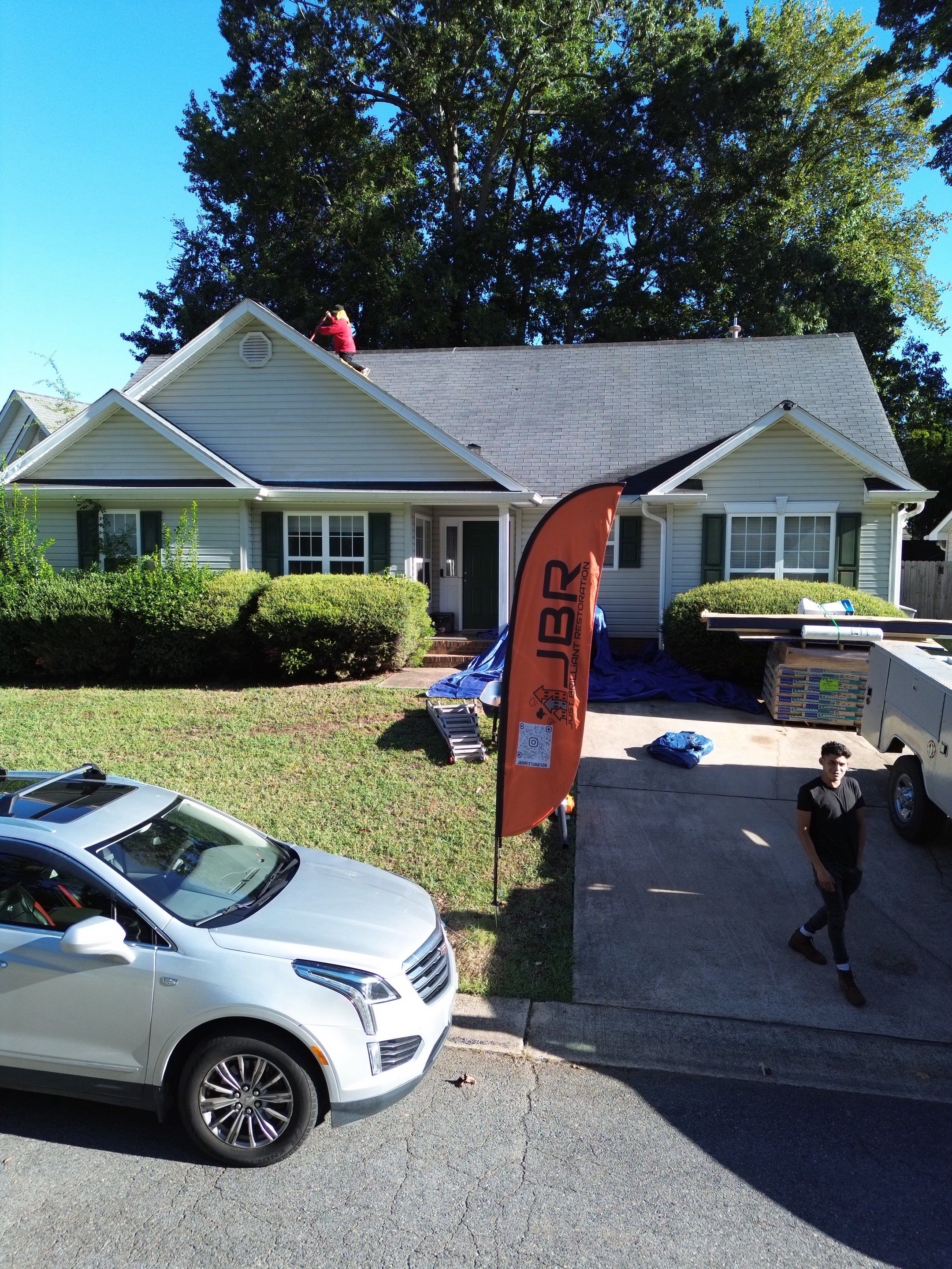Roof and gutter replacement by hail and wind damage by Just Brilliant Restoration JBR