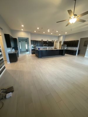 Wood Look Tile Floors and an Extra Large Shower 