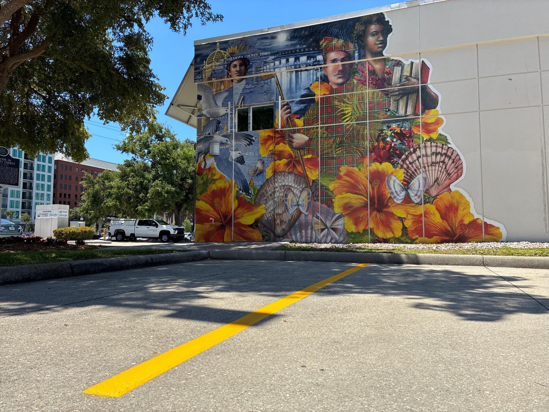 Line Striping and Concrete Pothole Repair at the Sarasota Chamber of Commerce by Everline Coatings & Services - Southwest FL
