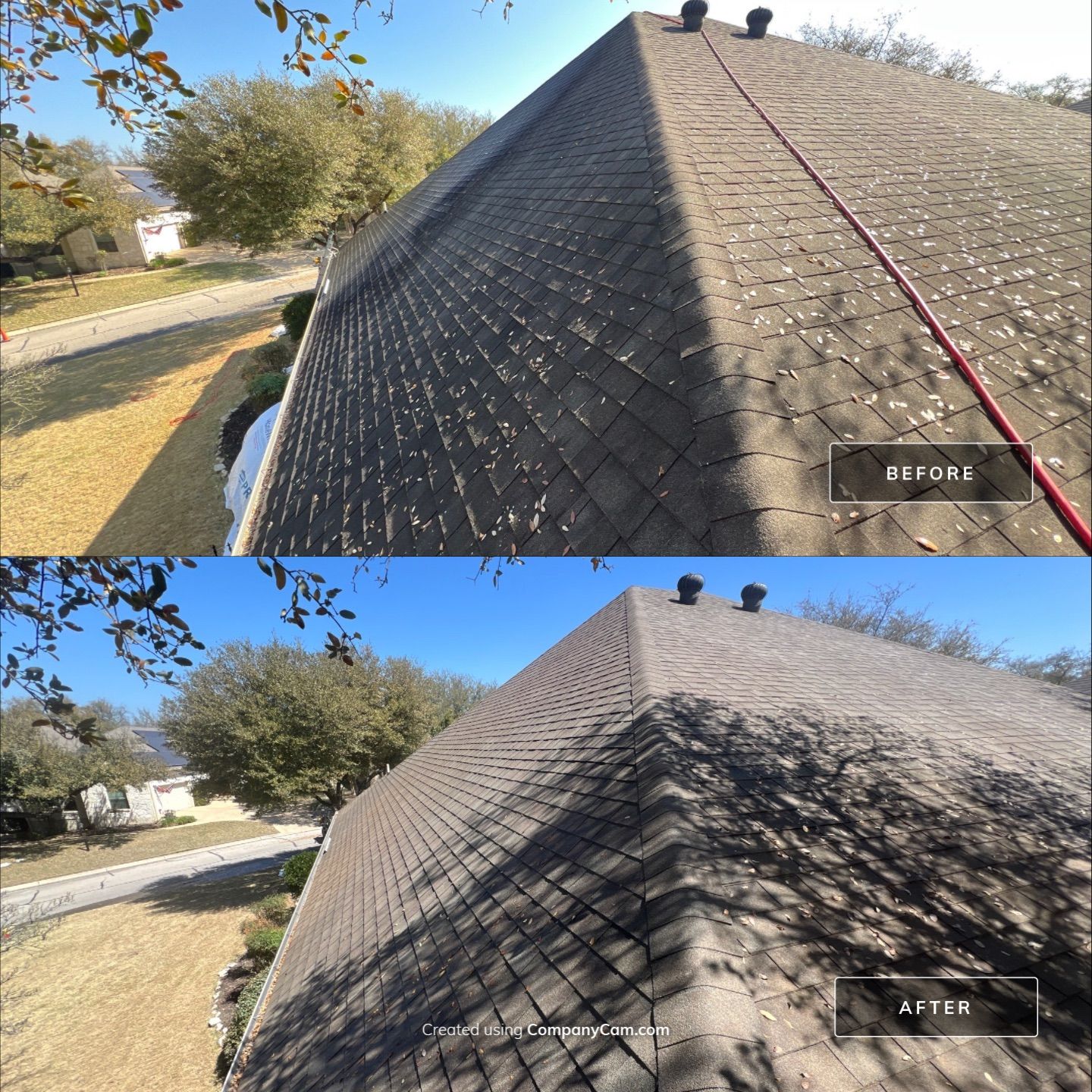Shingle Roof Washing Project in San Antonio by Bright Choice