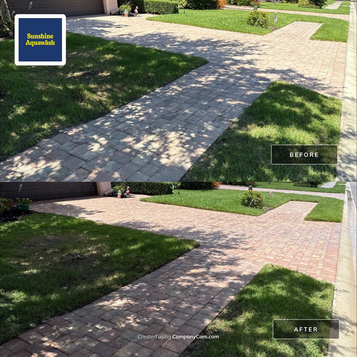 Paver Driveway, Sidewalk & Curbing Cleaning — Bougainvillea Place, Ellenton, FL by Sunshine AquaWash