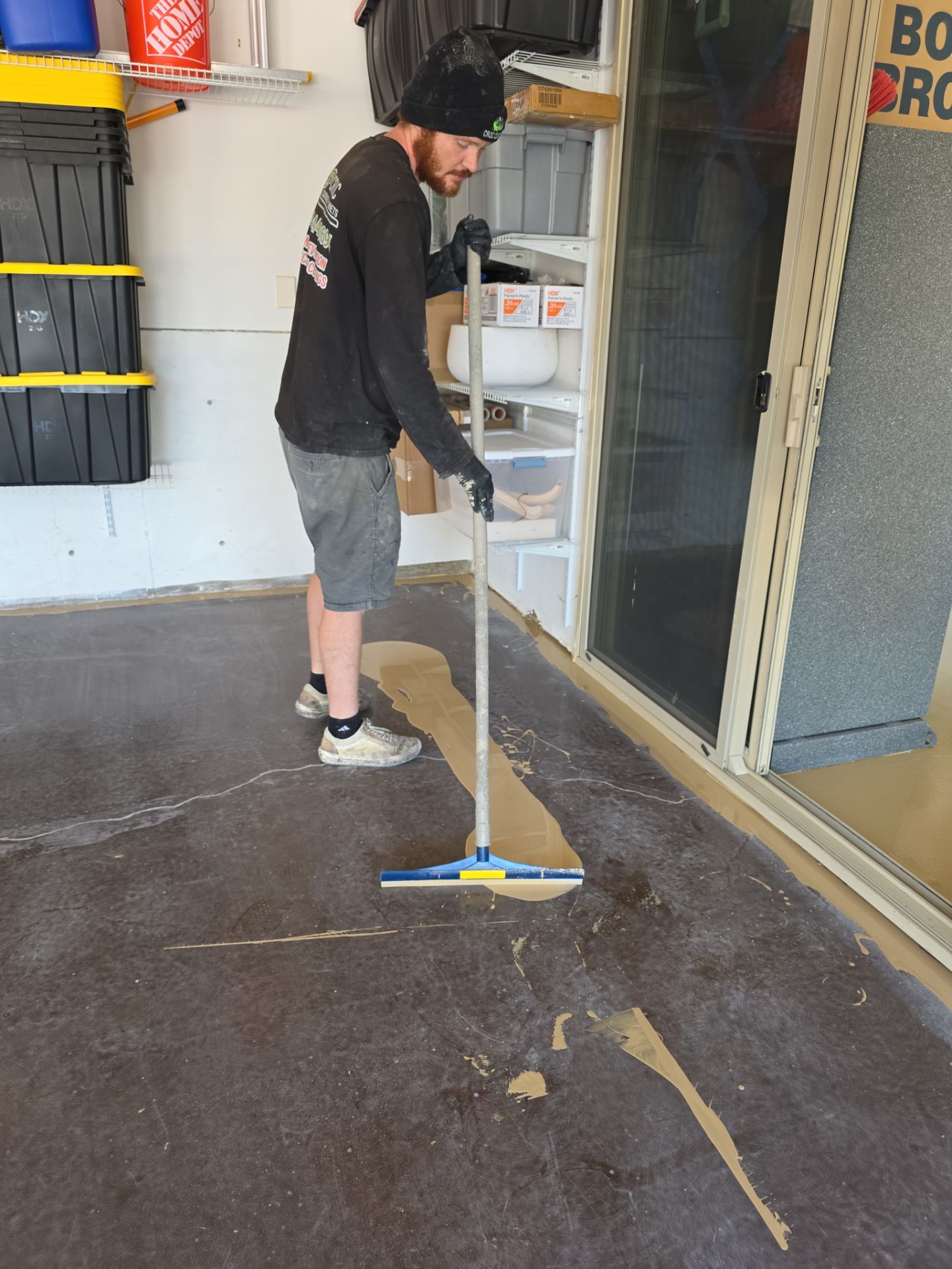 Garage Floor Transformation with Driftwood Flake Coating in Coeur d'Alene by Croc Coatings, LLC