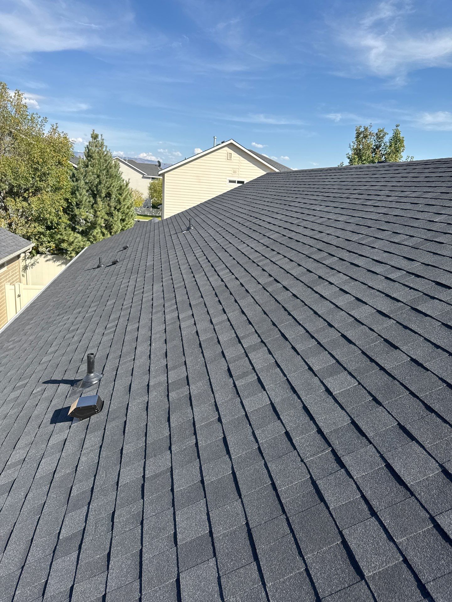 Residential Roof Replacement With Charcoal Architectural Shingles in Meridian by Olive Roofing