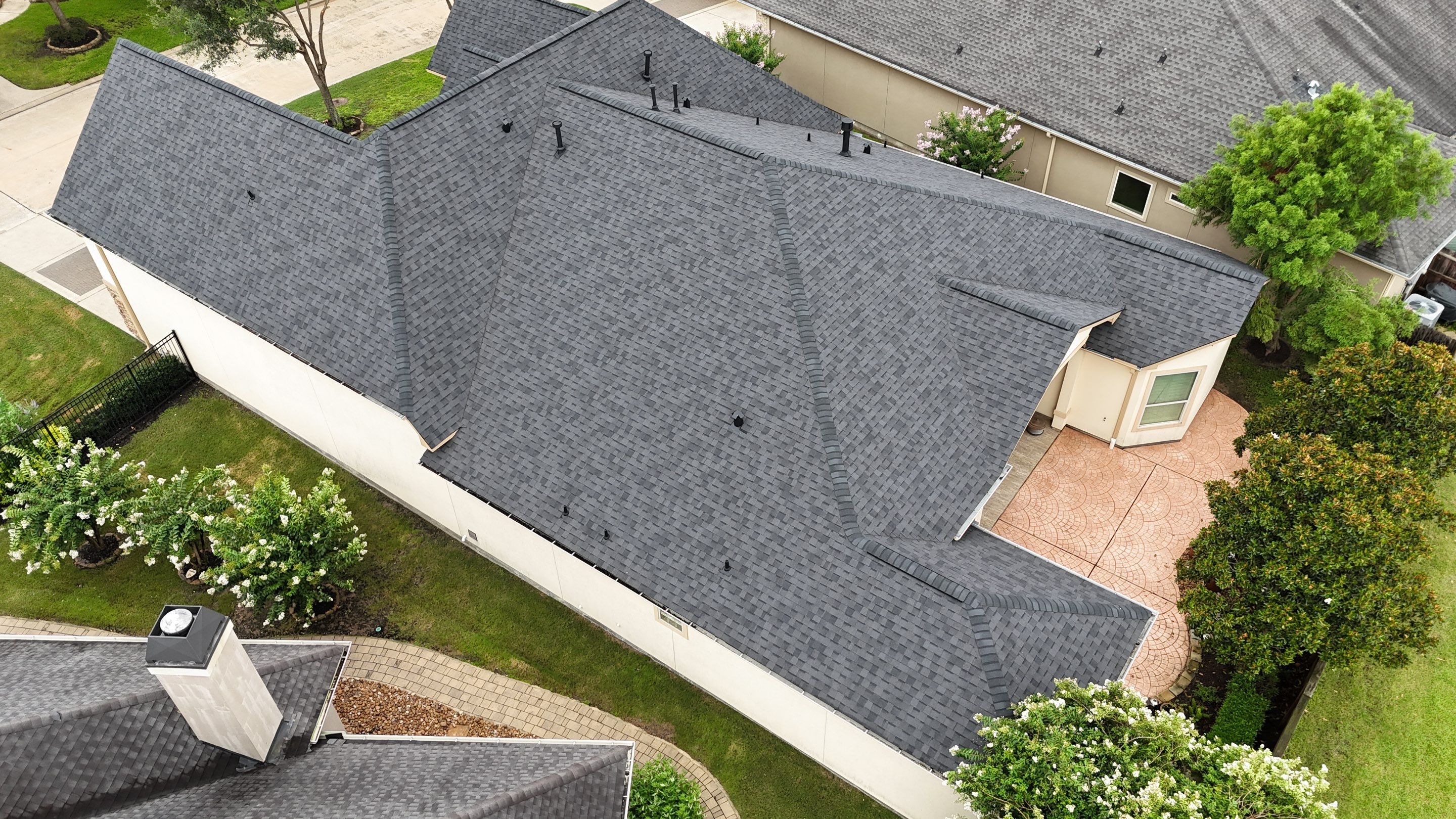 Residential Roofing Installation using Certainteed Landmark after last year's tornado in Cypress by Core Four Roofing