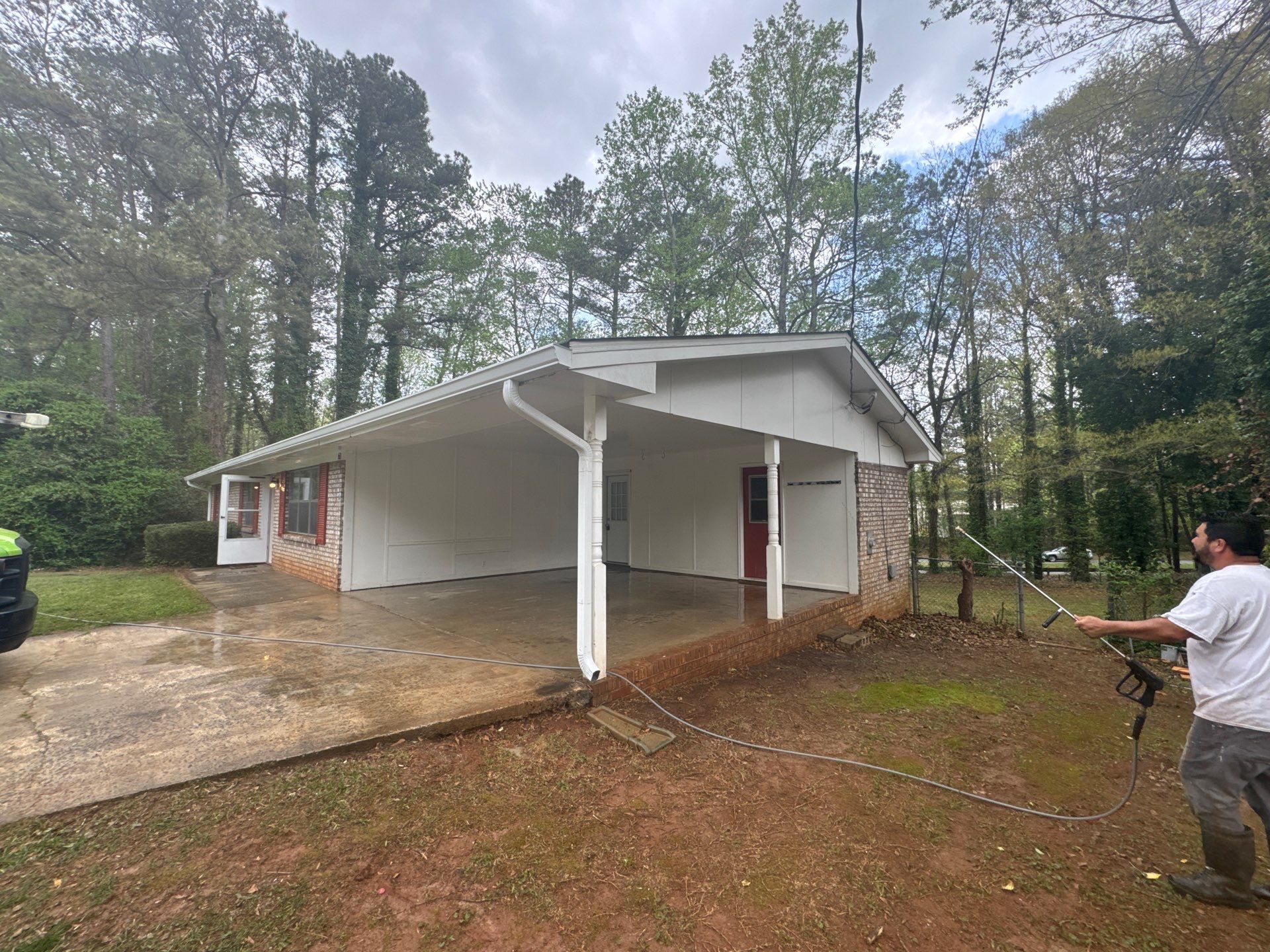 White Brick Exterior Painting and Shutter Refresh in Marietta by Swift Home Renovations