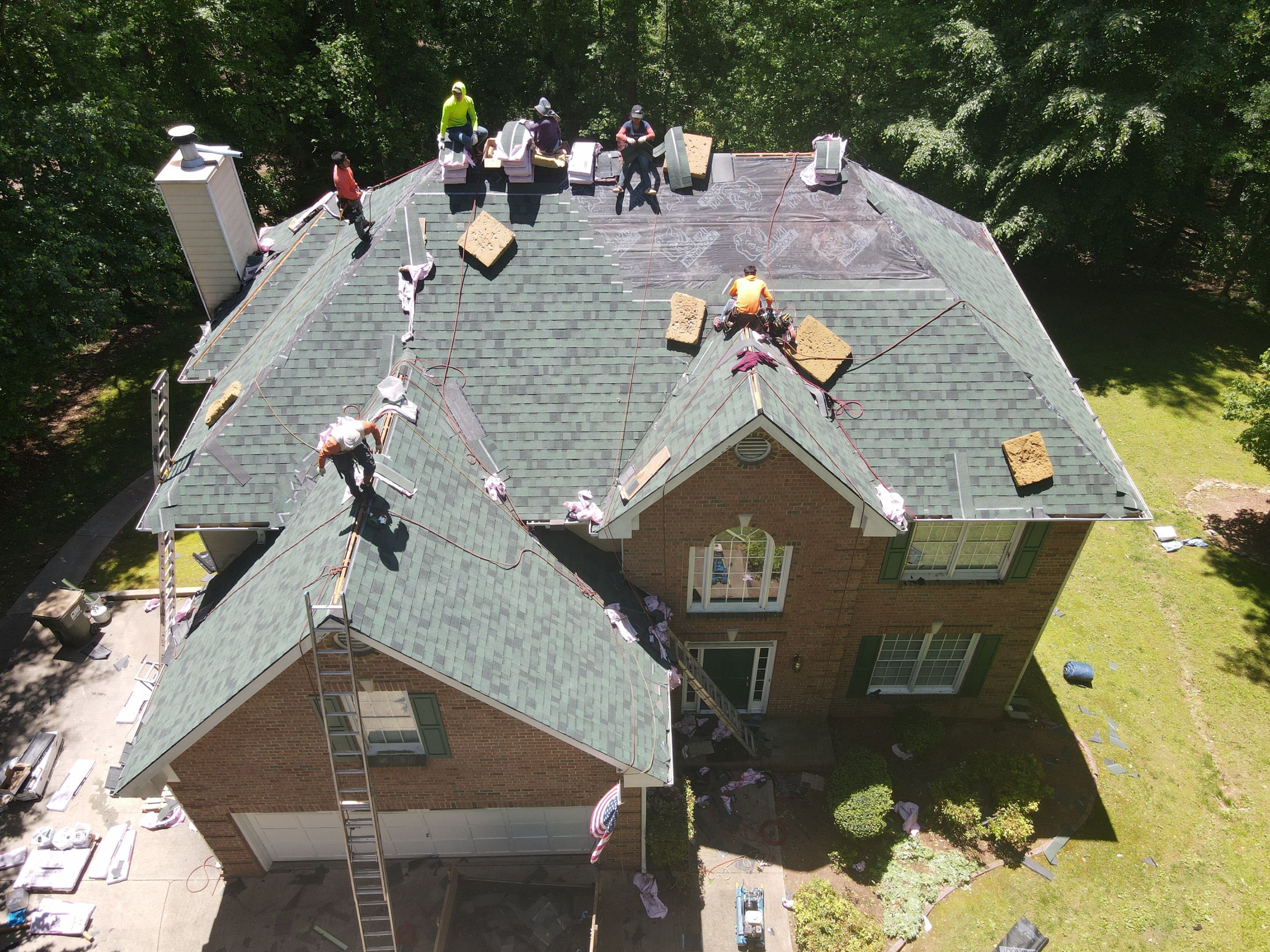 Residential Roofing Installation using Owens Corning Chateau Green  by Inspector Roofing and Restoration