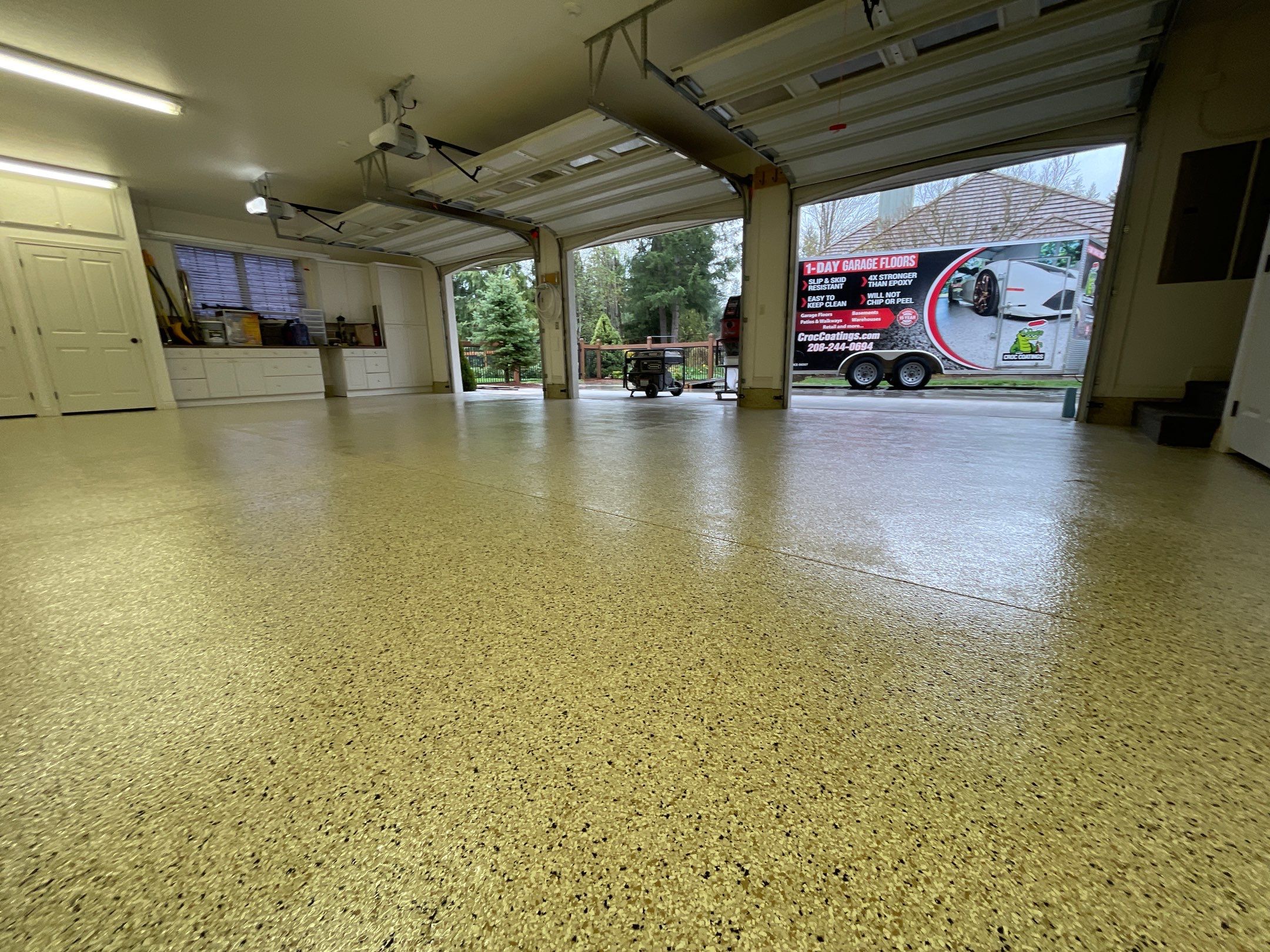 Garage Transformation using Driftwood Colorway by Croc Coatings, LLC