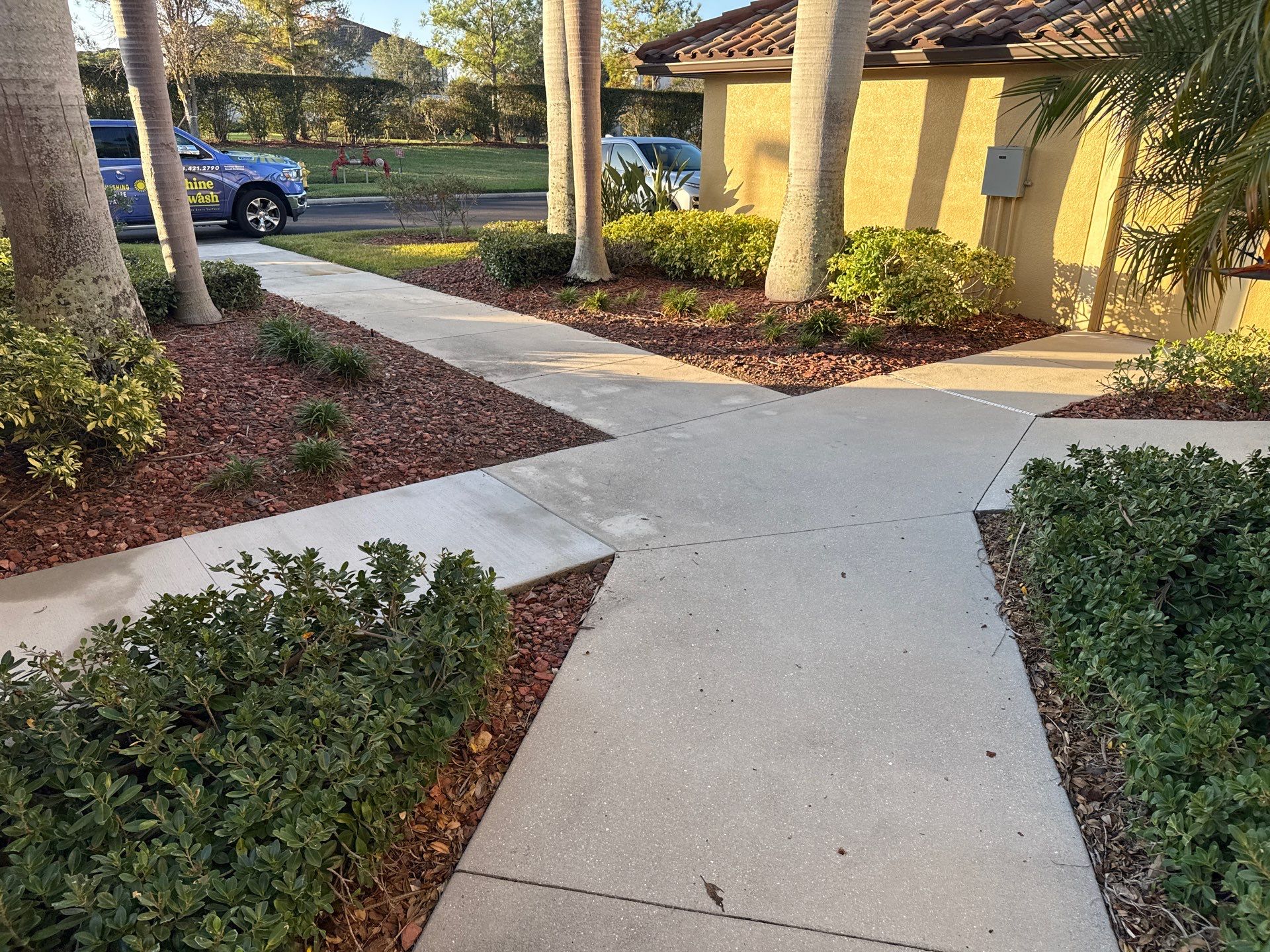 HOA Condo Concrete Driveway & Sidewalk Cleaning – River Strand Community, Bradenton, FL by Sunshine AquaWash