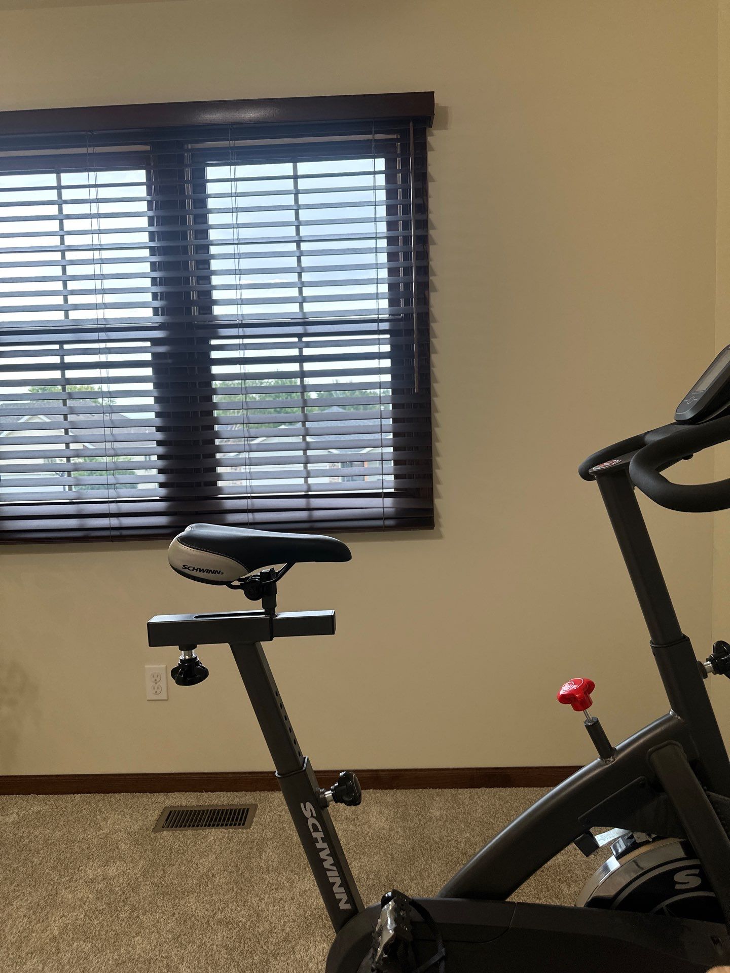 Custom Dark Wood Blind Installation for Lincoln Home Office by CompanyCam Sales Demo