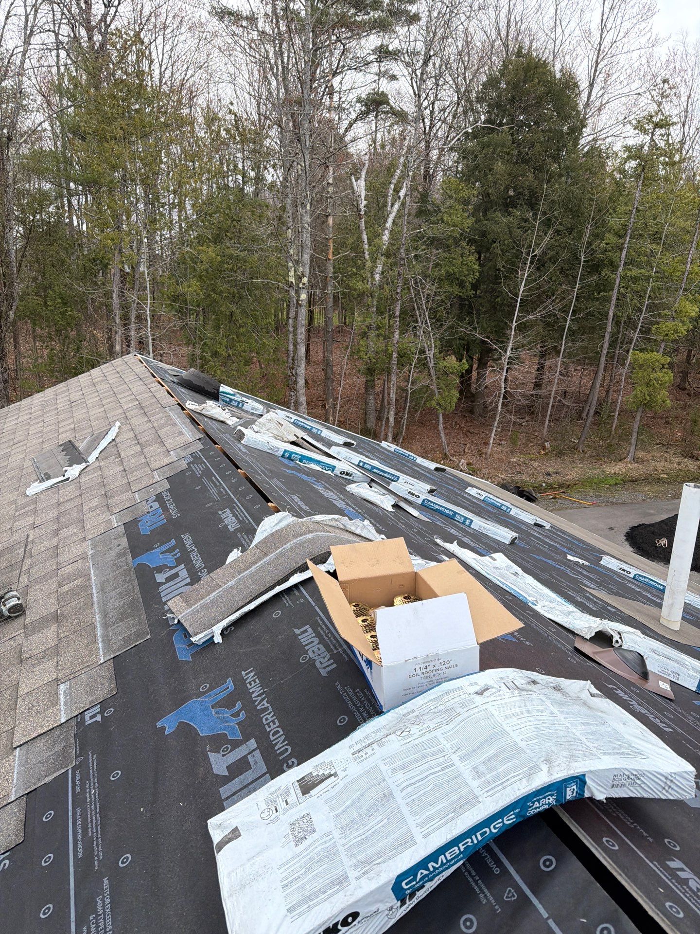 Asphalt Roof Replacement with IKO Cambridge Shingles in Fairfield, ME by Tall pine roofing