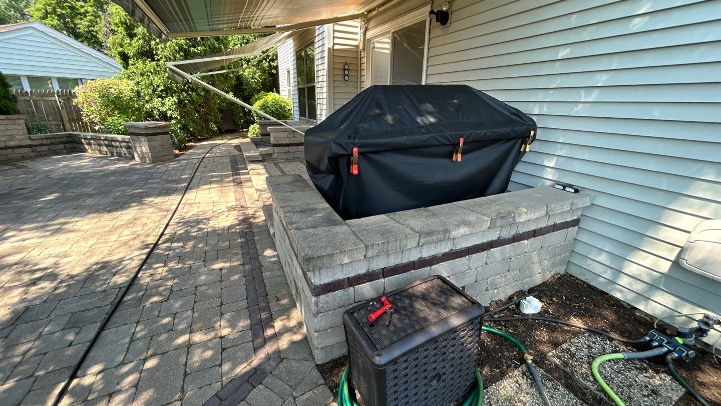 Brick paver clean, sand and seal.  using Polysweep polymeric sand by Northern Power Washing LLC.