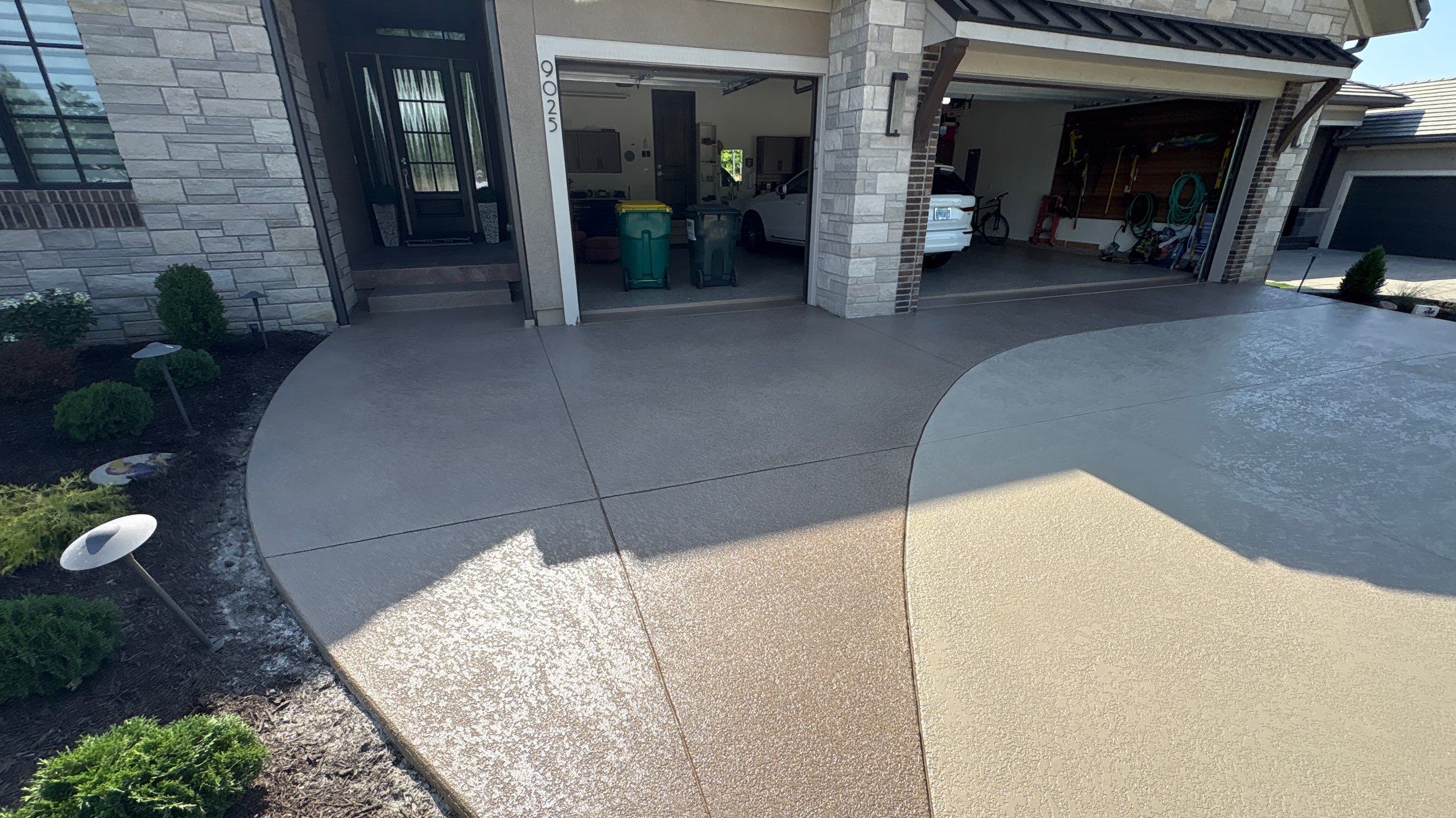 Two-Tone Driveway Resurface - Olathe, KS by Big Red Decorative Concrete, LLC