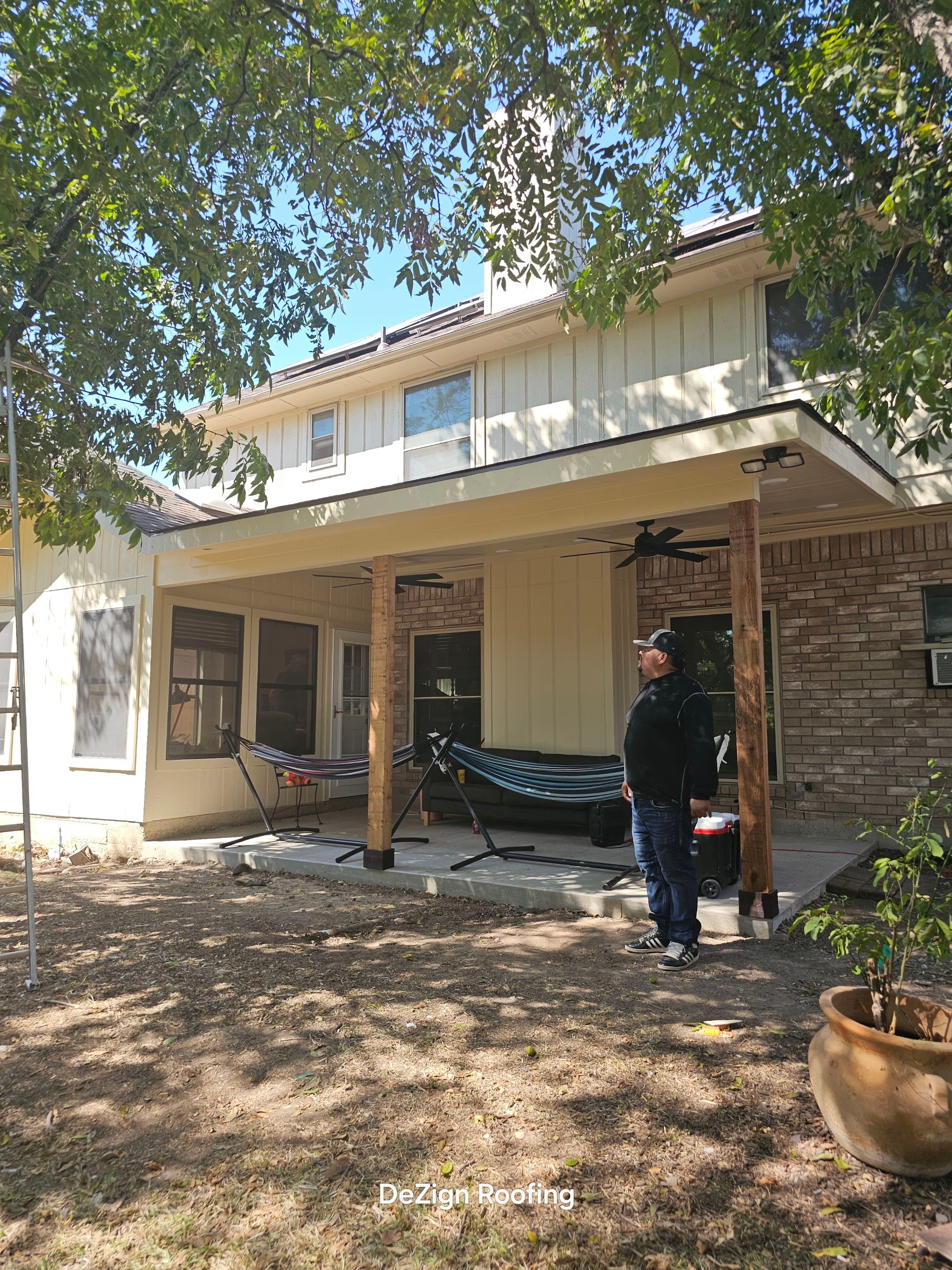 Beautiful New Covered Patio by DeZign Roofing & Exteriors