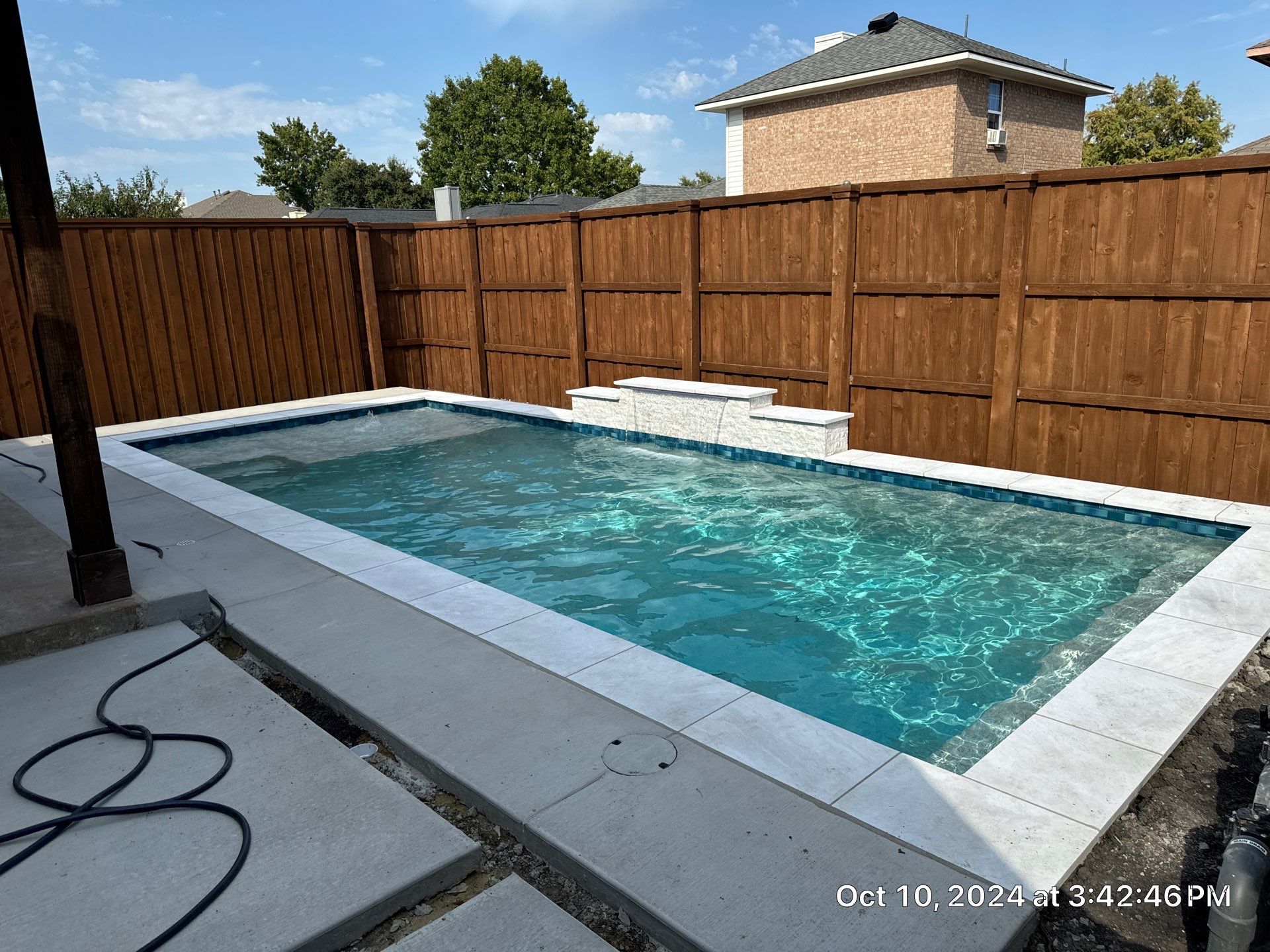 Modern Geometric Pool with Pergola by Pinnacle Pools and Spas - DFW