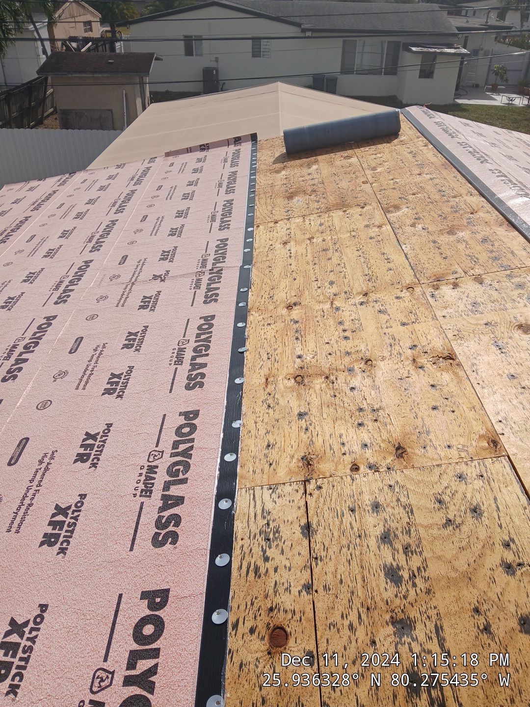 RESIDENTAL METAL REROOF 24 GUAGE DOVE GRAY 1-1/2" MECHANICAL SEAM METAL POLYGLASS POLYSTICK XFR by Earl W. Johnston Roofing 