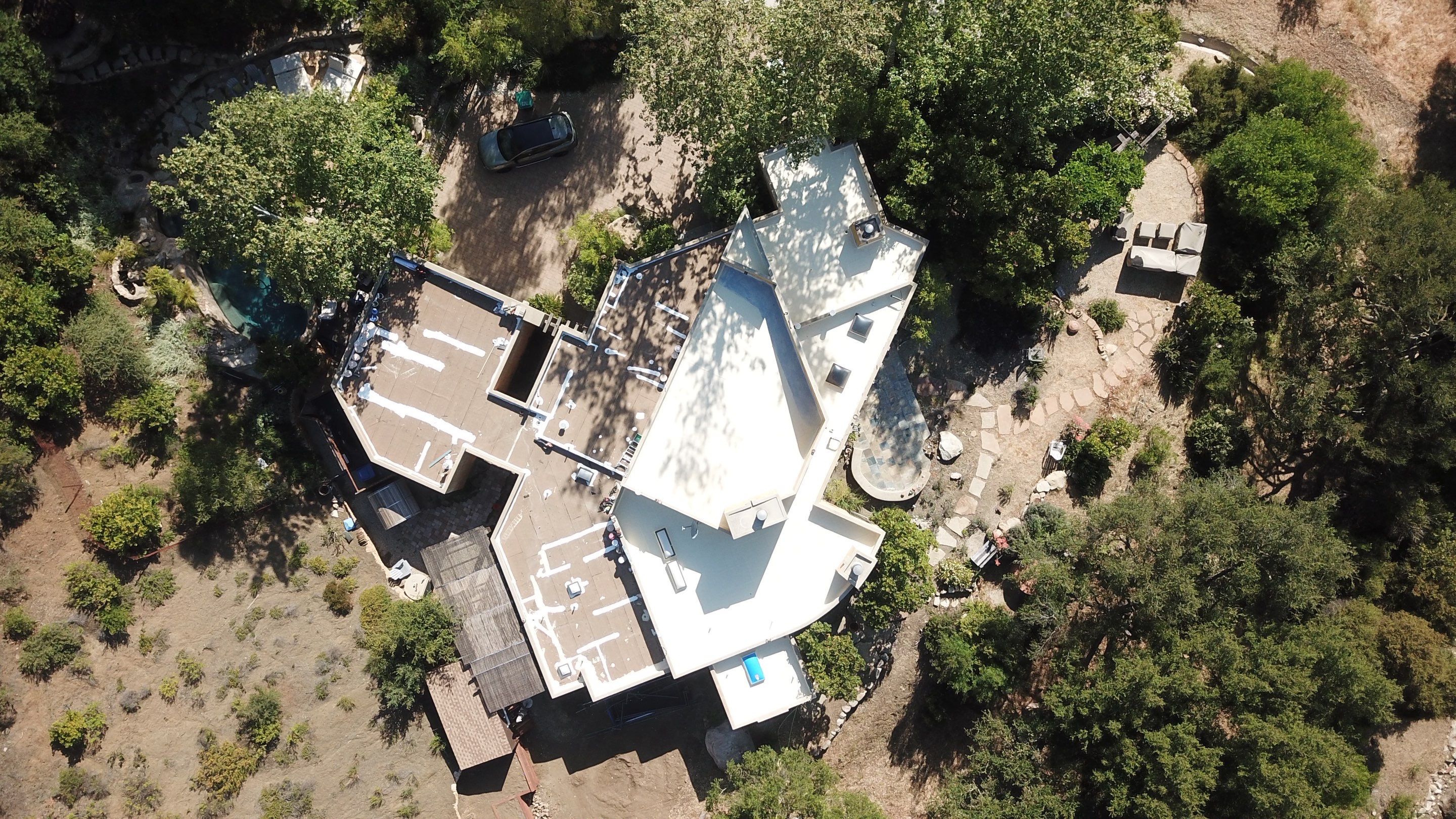 Tan Silicone Applied to a Stunning Residential Property in Calabasas by Hull Brothers Roofing