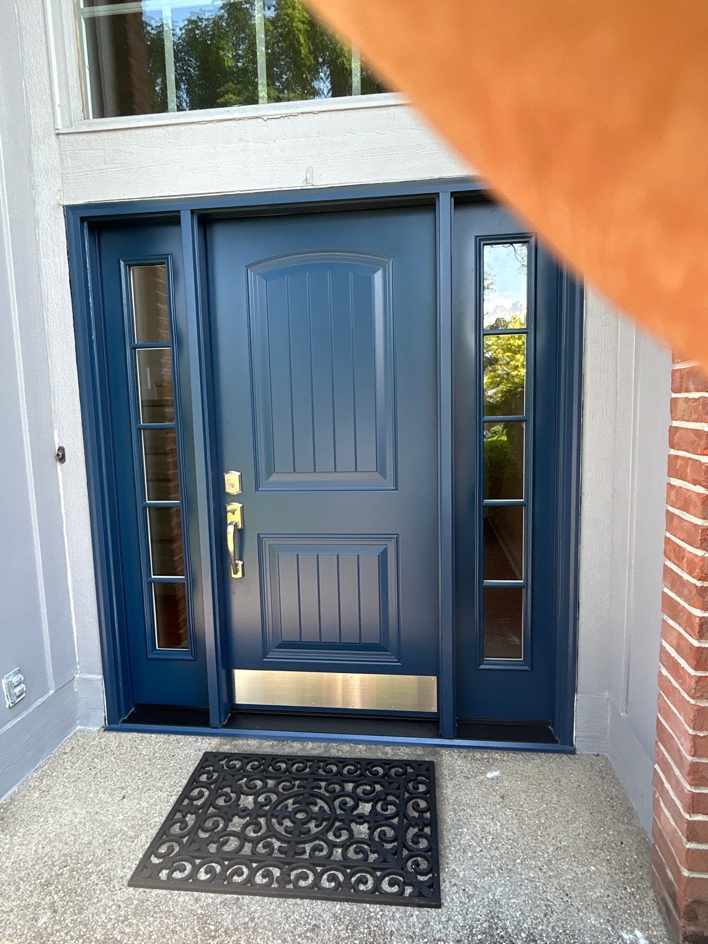Entry Door Replacement With Sidelights and Transom in Indianapolis by Merrifield Exteriors, LLC