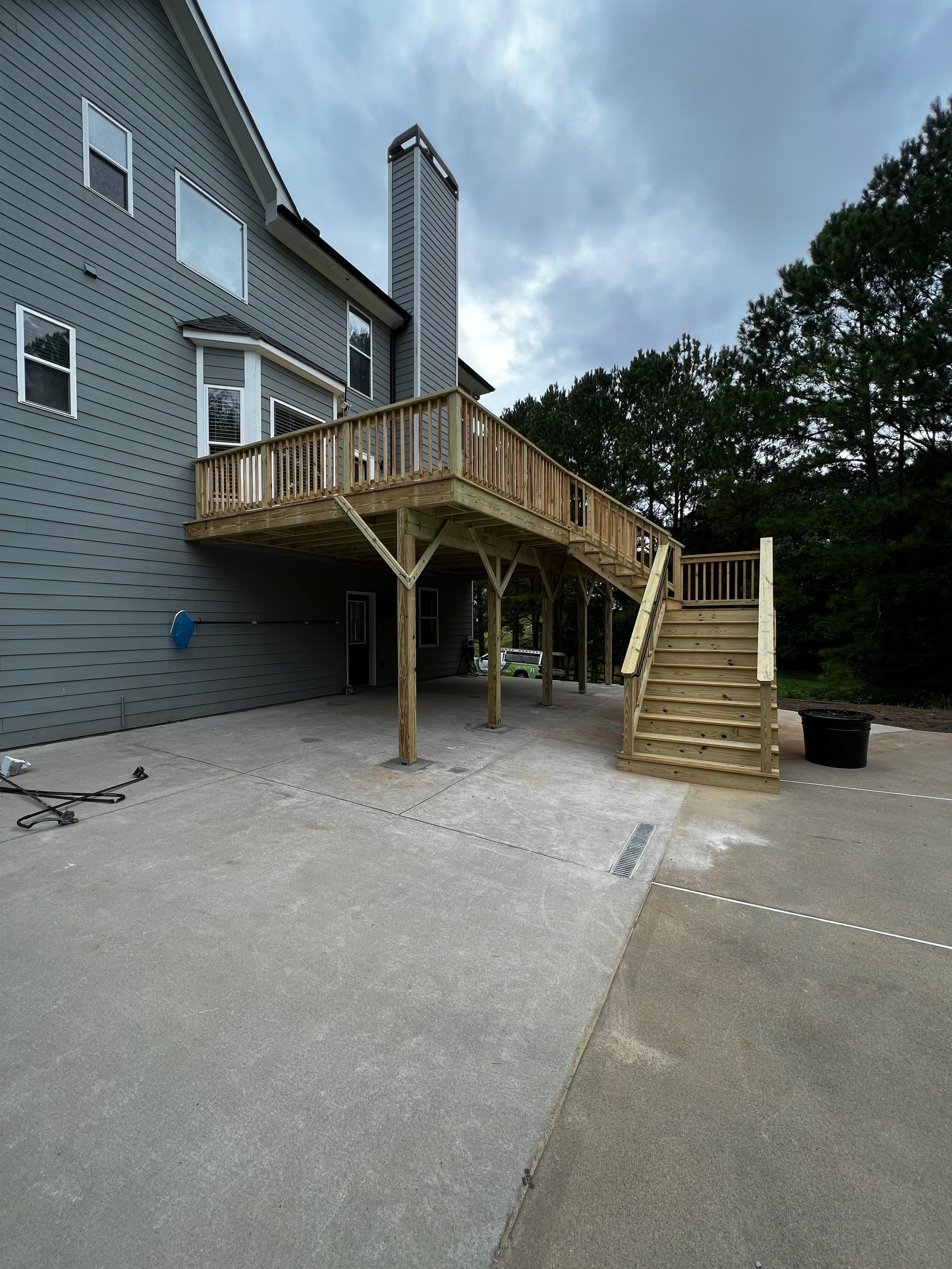 Elevated Pressure-Treated Wood Deck Replacement in Cartersville Georgia by Swift Home Renovations