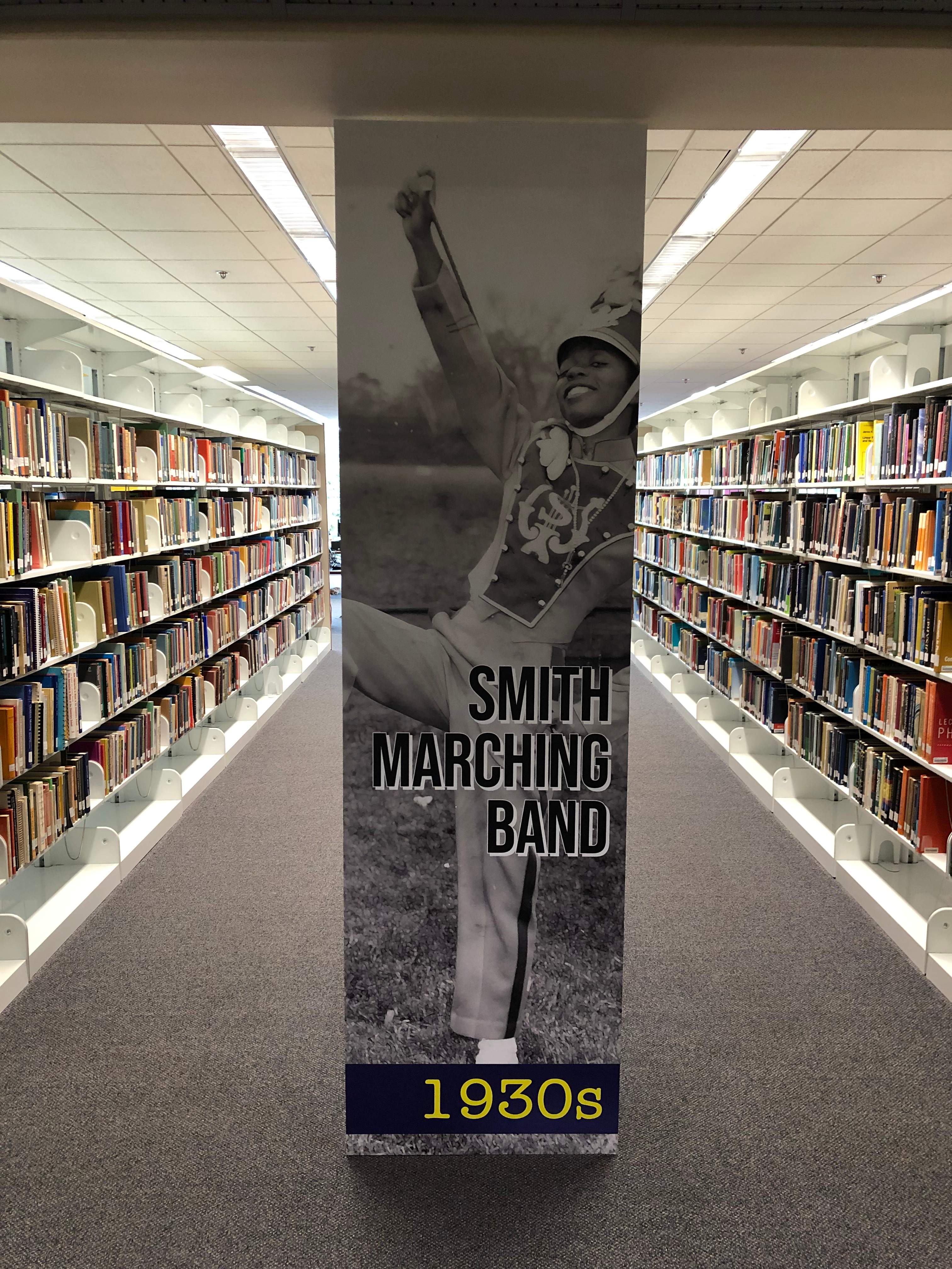 Johnson C. Smith University - Library Pillar Vinyl Wrap by QC Signs and Graphics
