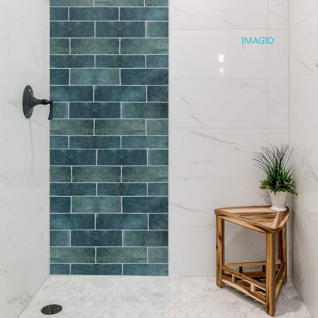 Bathroom Remodel using IMAGIO Glass Shower Wall & Accents by IMAGIO