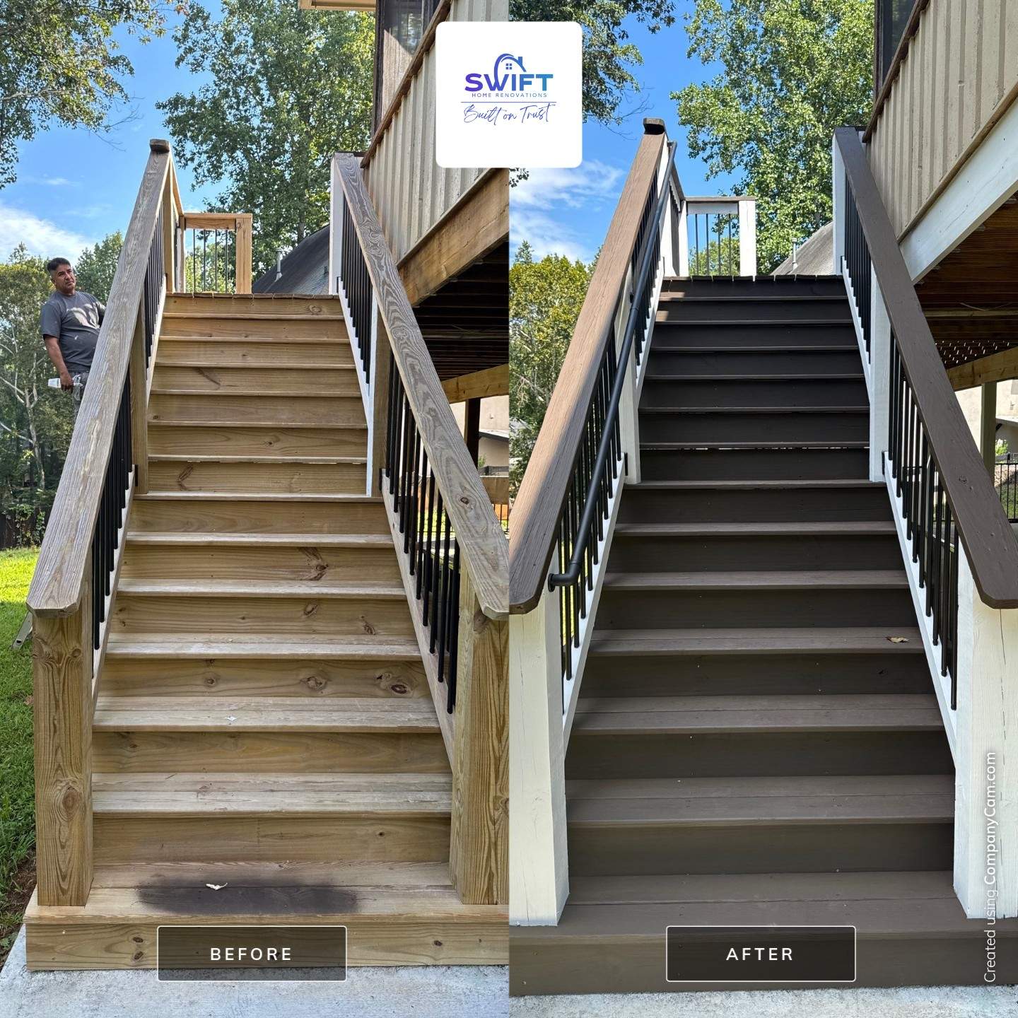 Modern Deck and Staircase Refinishing in Acworth, Georgia by Swift Home Renovations