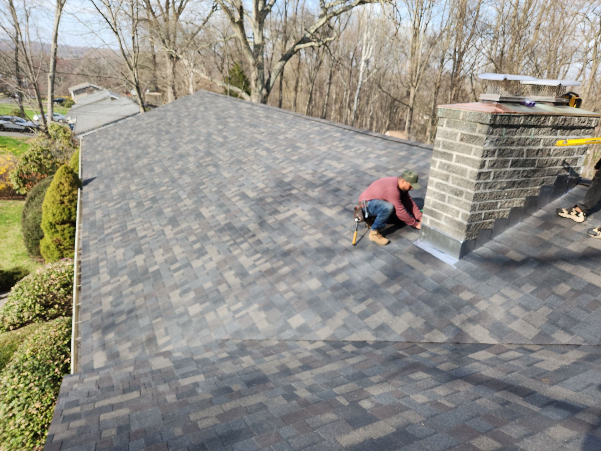 Asphalt Shingle Roof Replacement and Copper Chimney Flashing in Trumbull by A Plus Exterior