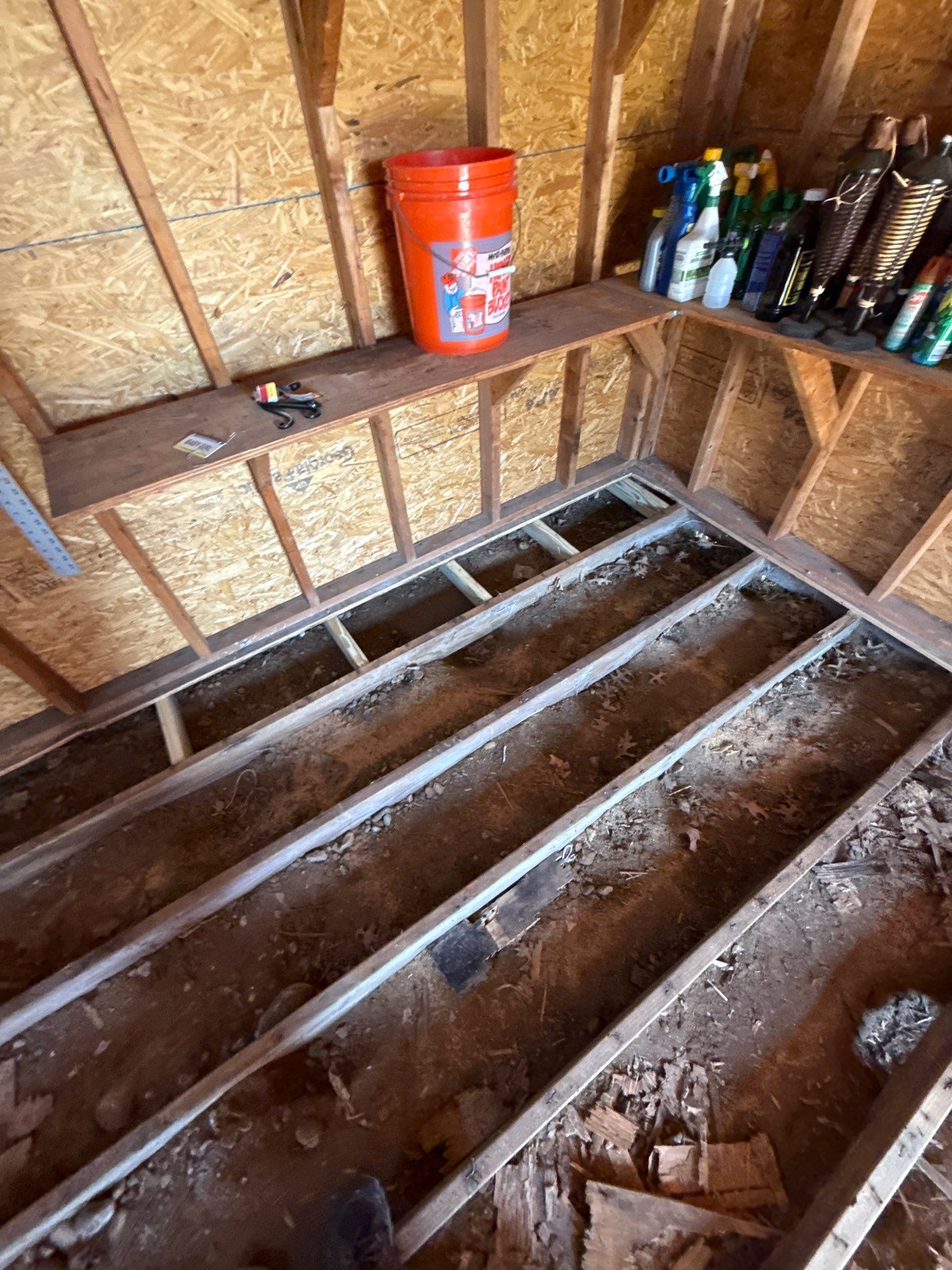 Shed Floor Joist Repair and Plywood Subfloor Installation in Fairless Hills by Stofan Construction LLC