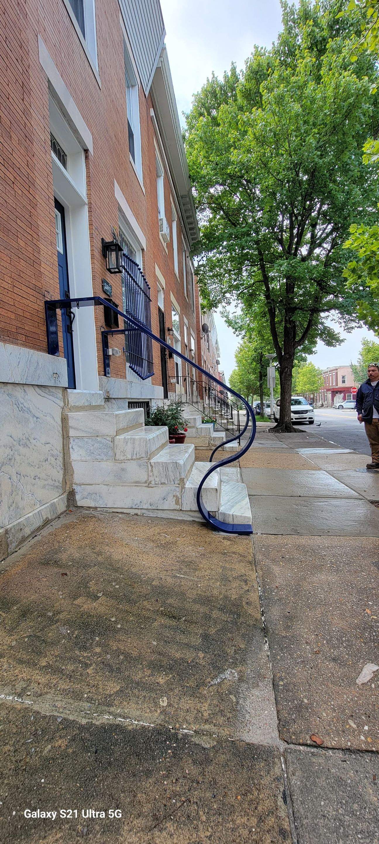 Custom "S" Shape Stair Handrails – Entryway Transformation – Baltimore, MD by Capitol Iron Works