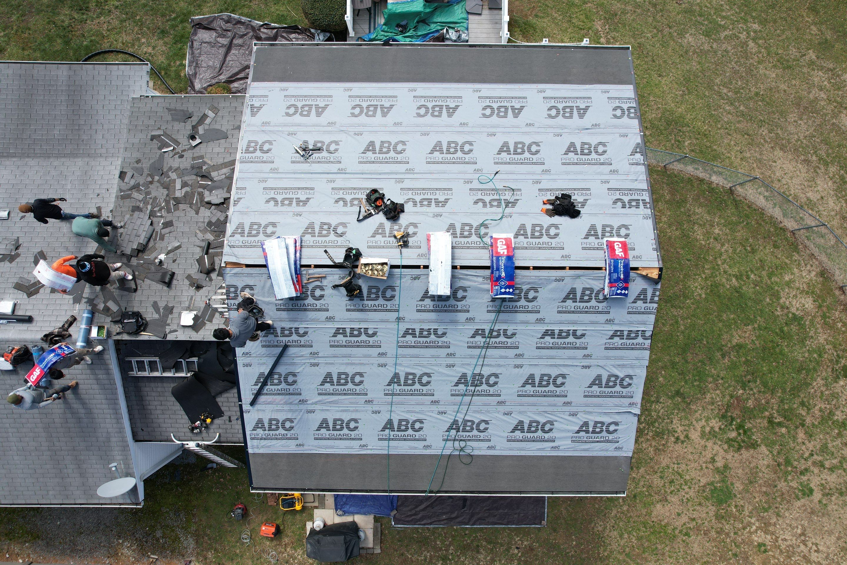 Residential Roofing Installation using GAF Timberline HDZ Charcoal by Rainstoppers Roofing