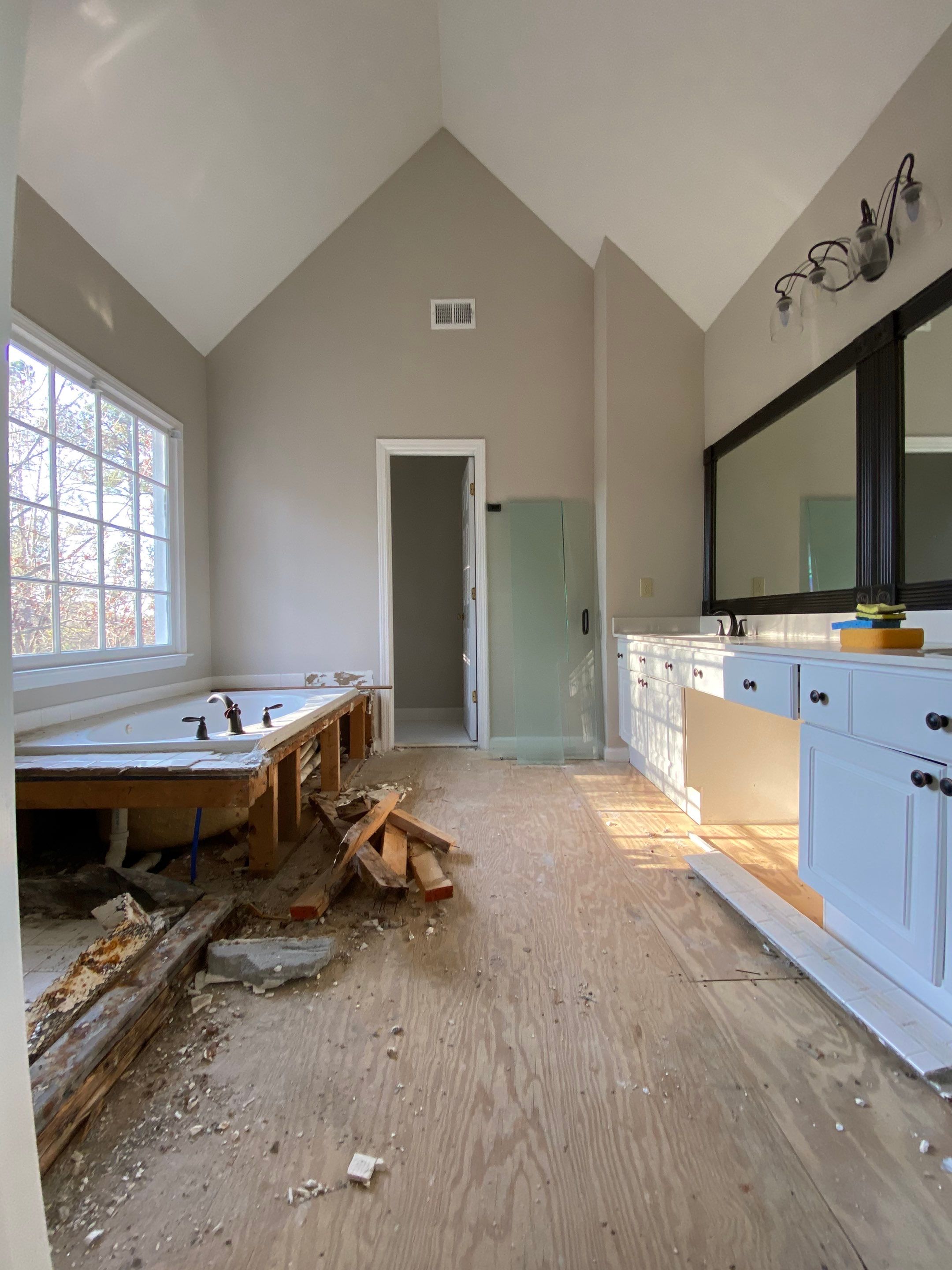 Modern Master Bathroom Remodel with Stacked Stone in Kennesaw by Swift Home Renovations