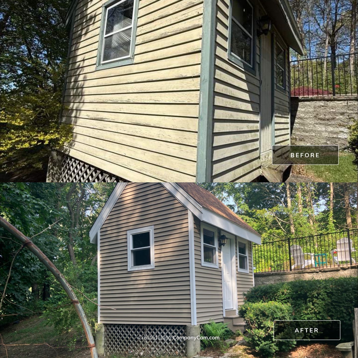 Shed Siding Renewal with Cert Monogram D/4 x 12'6" Clapboard, Natural Clay by DiGiorgi Roofing and Siding Inc