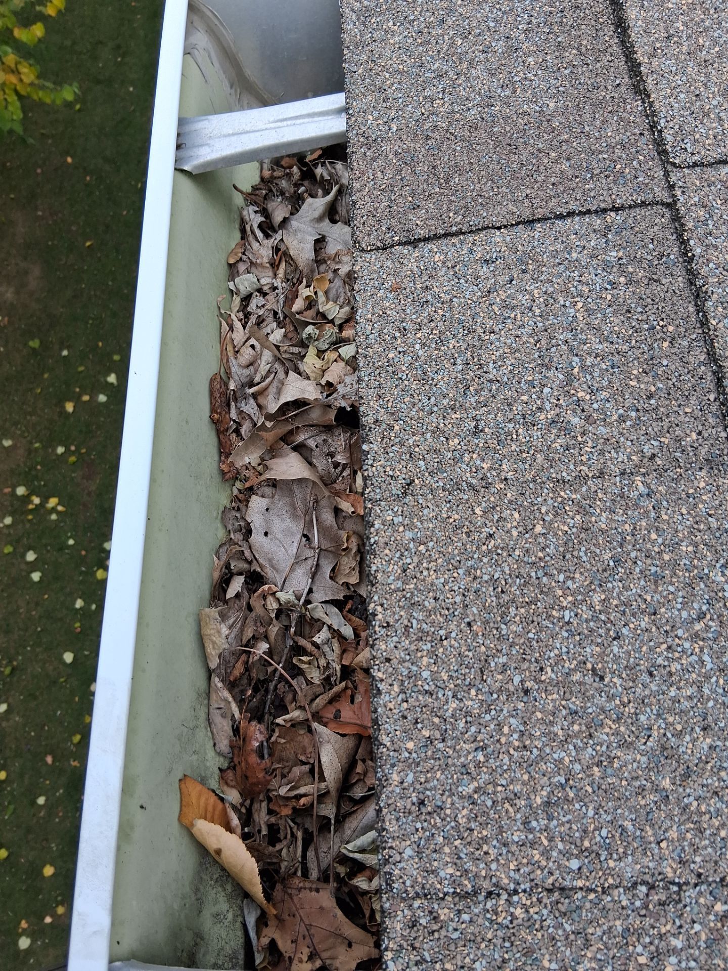 Commercial gutter cleaning New York city before photo with filled gutters