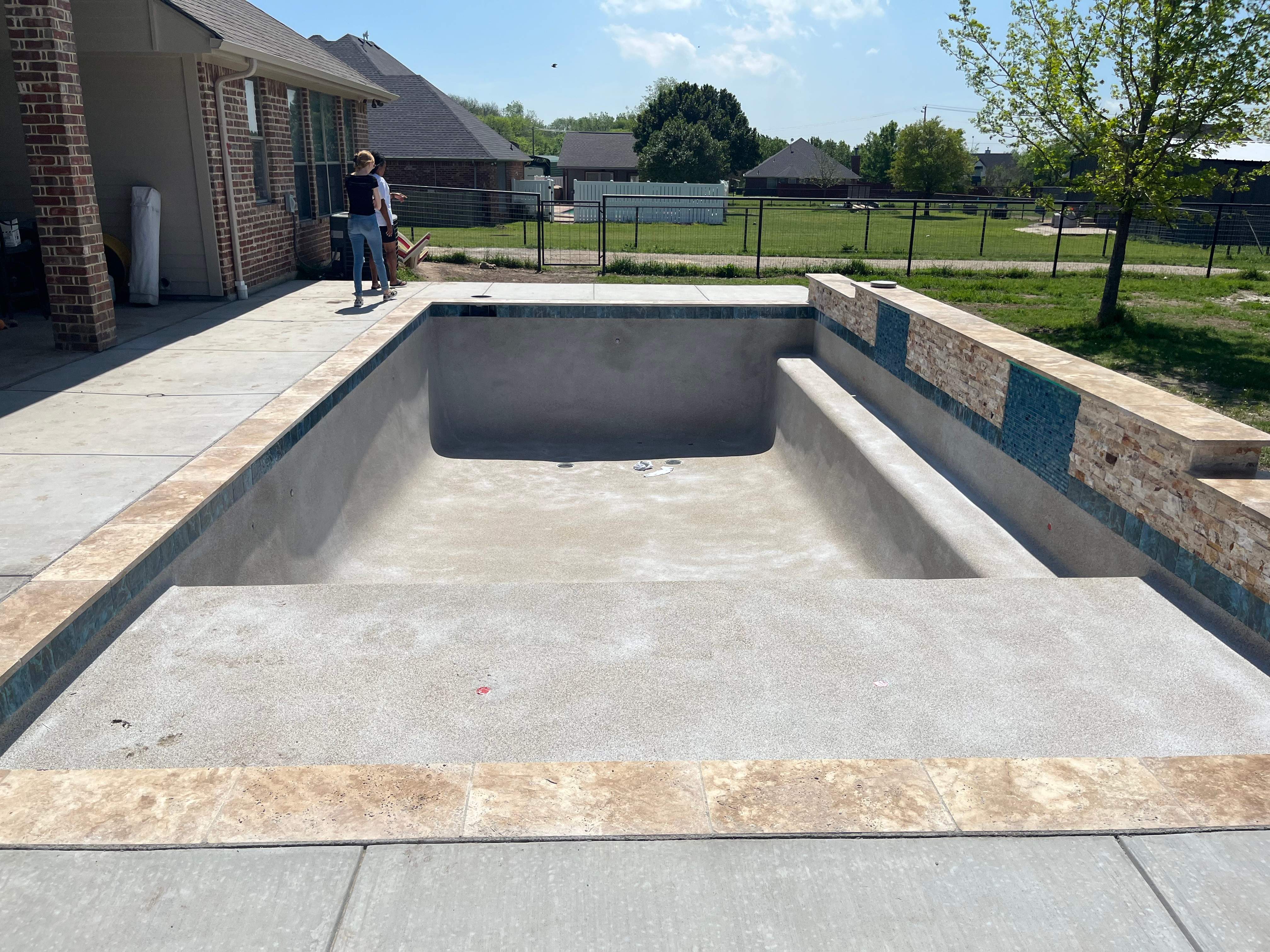 Geometric Pool with Stone Coping by Pinnacle Pools and Spas - DFW