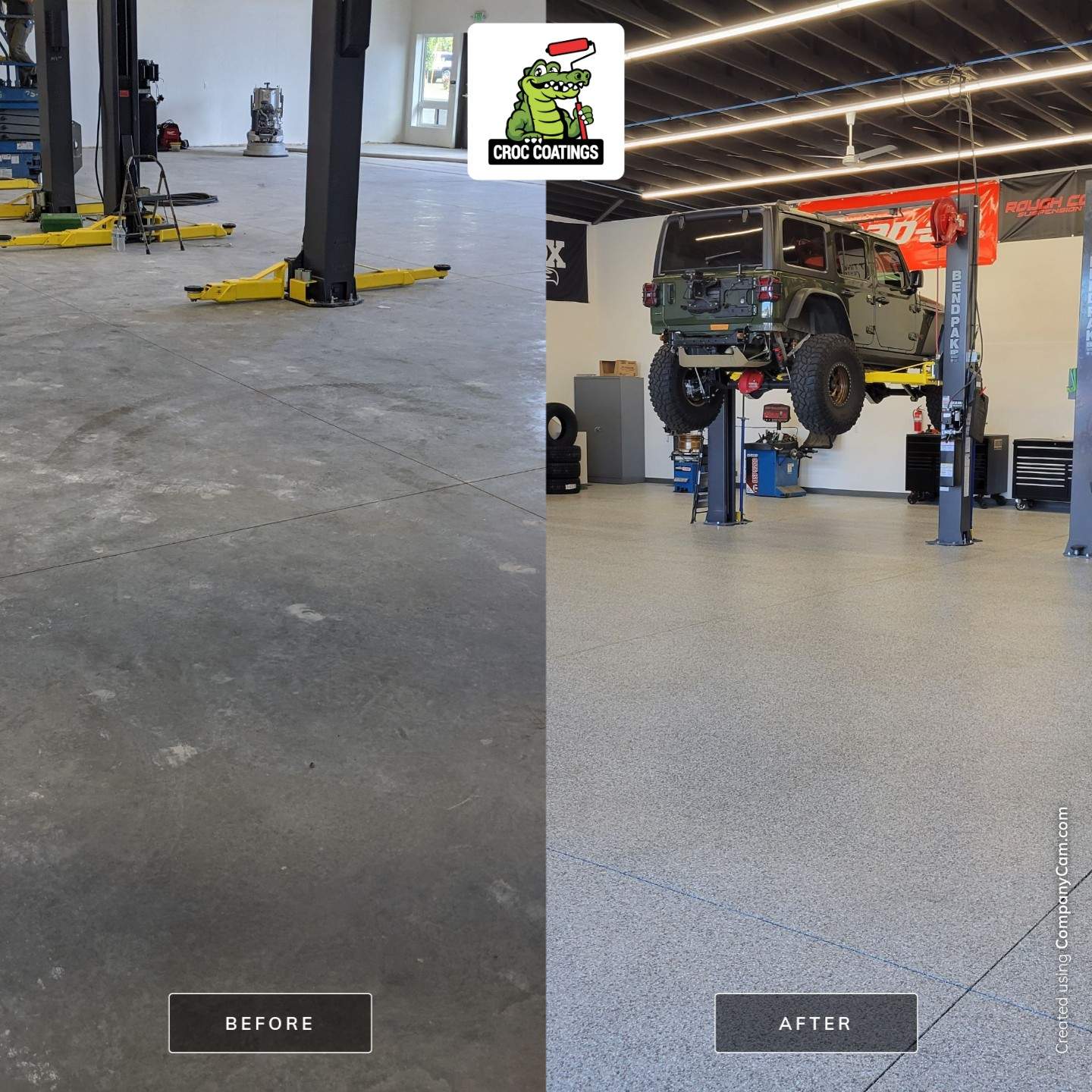 Commercial Floor Transformation using Slate Stone by Croc Coatings, LLC